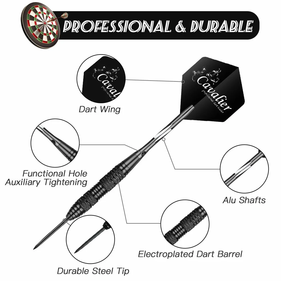 Flintronic Fléchettes Pointe Acier 23g/24g, Set de 3/6 Fléchettes avec Ailettes et Arbres