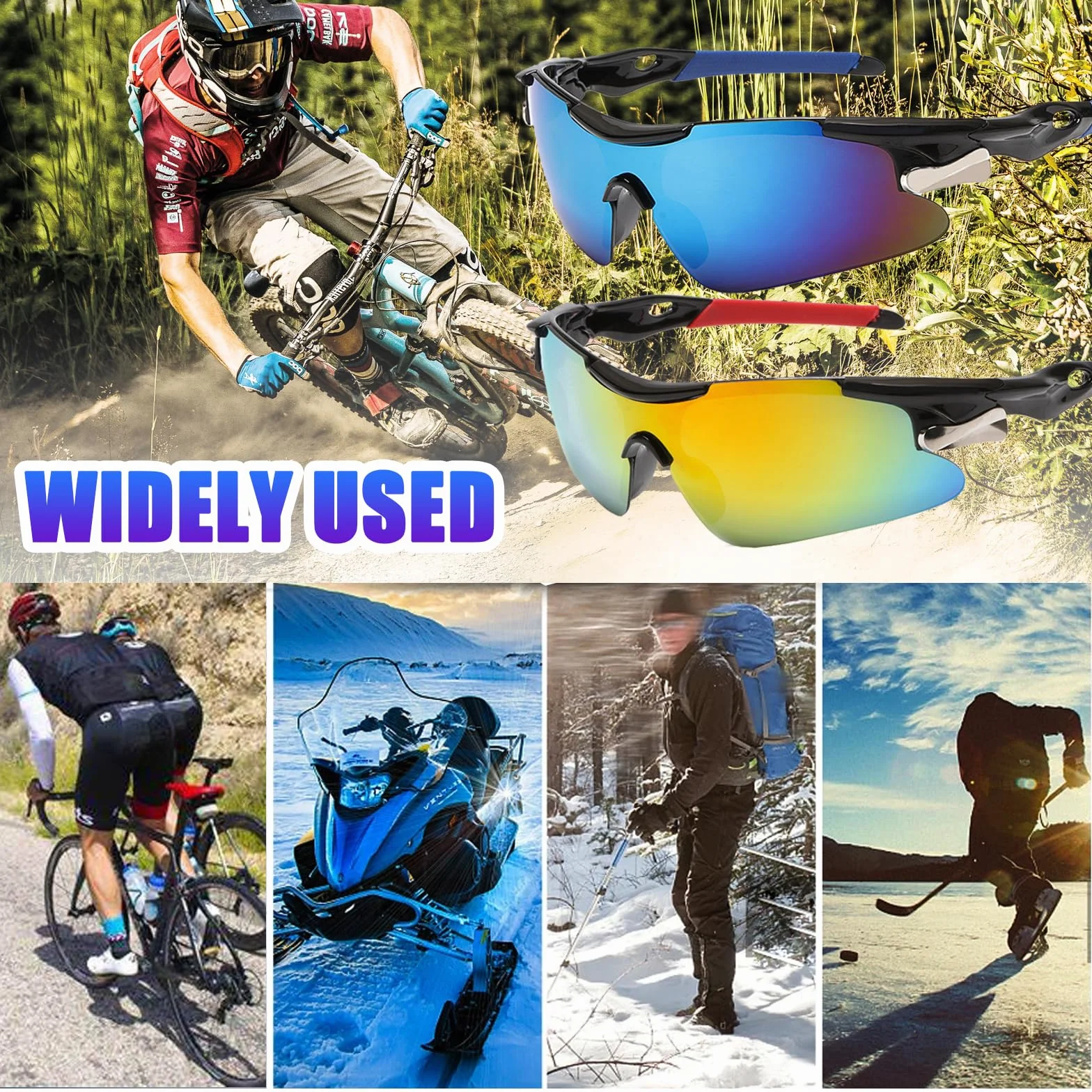 Lunettes de Vélo Solaire Sport UV400 pour Hommes Femmes Cyclisme