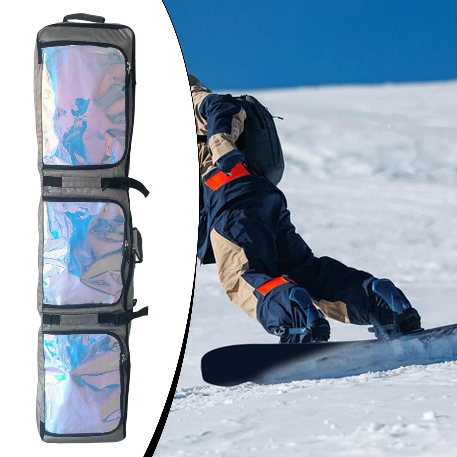 Snowboard Double avec roulettes, étui Rangement en Tissu imperméable, Rangement pour équipement et vêtements pour Le Snowboard en extérieur, Gris