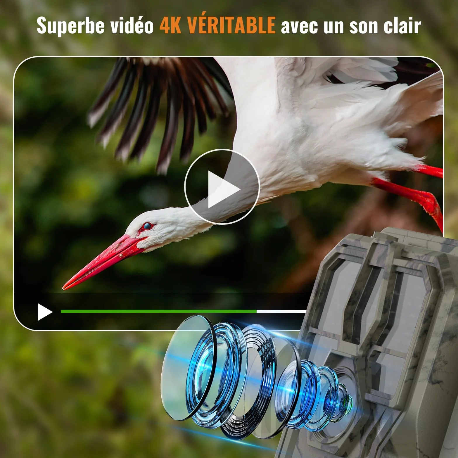 GardePro 4K Camera de Chasse avec Carte SD 32 Go, 64MP 4K Infrarouge Vision Nocturne Animaux Piege Photographique, No Glow 940nm IR LEDs Caméra de Chasse Suiveuse Exterieur Étanche, IP66