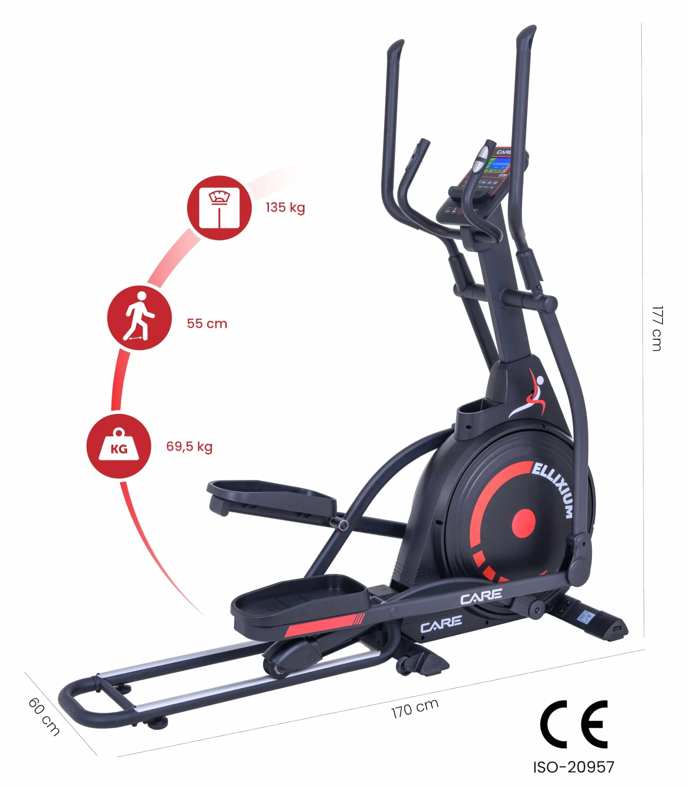 Care Fitness ELLIXUM FD Vélo Elliptique 23 Programmes 16Kg Masse d'Inertie Résistance Magnétique