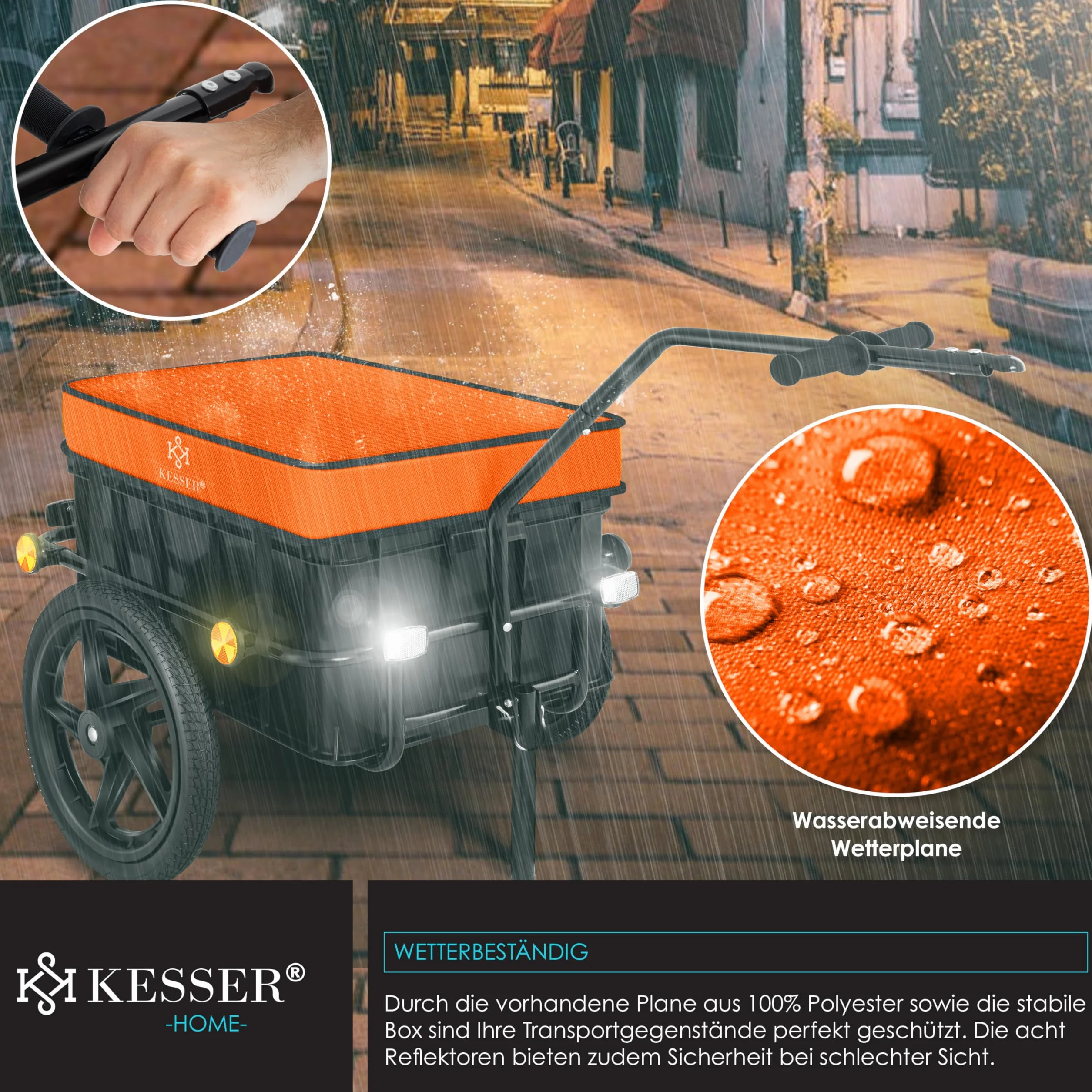 KESSER® Remorque Vélo Chariot Transport 70L 60kg
