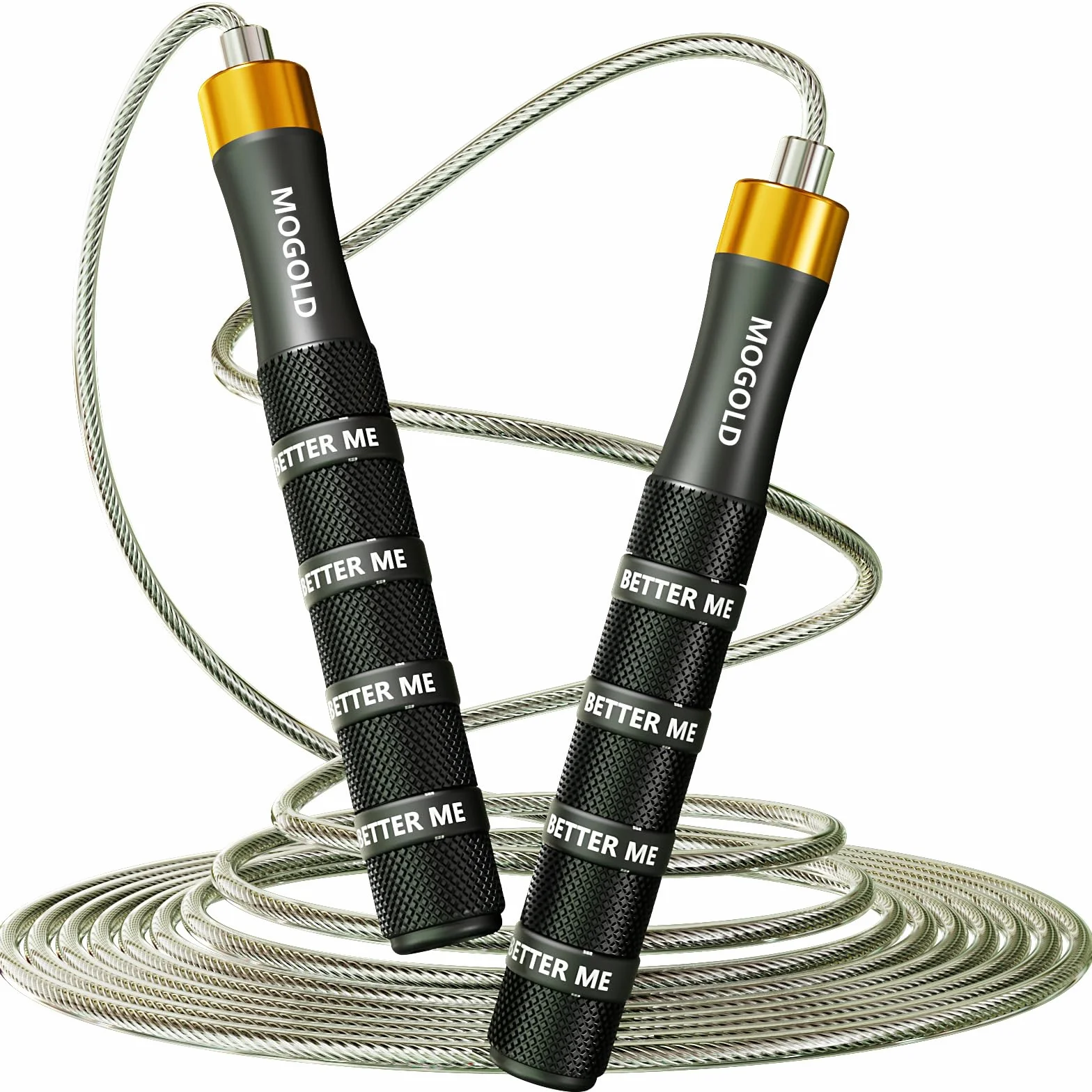 Corde à sauter réglable Pro – Fil d'acier PVC 4 mm avec double roulement à billes et rotation 360° – Poignées ergonomiques métal/caoutchouc pour crossfit HIIT