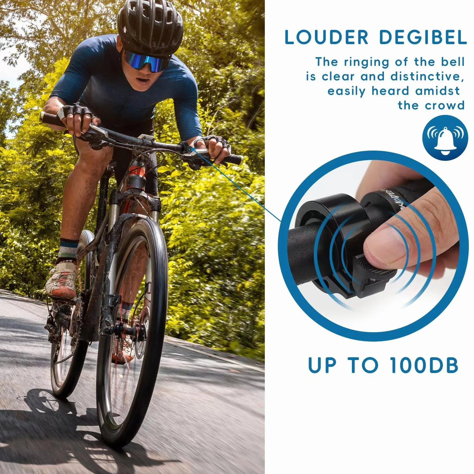 Lot de 2 sonnettes de vélo puissantes - Petite sonnette de vélo VTT - Sonnette de vélo de course - Pour enfants et adultes - VTT électrique - Vélo d'enfant