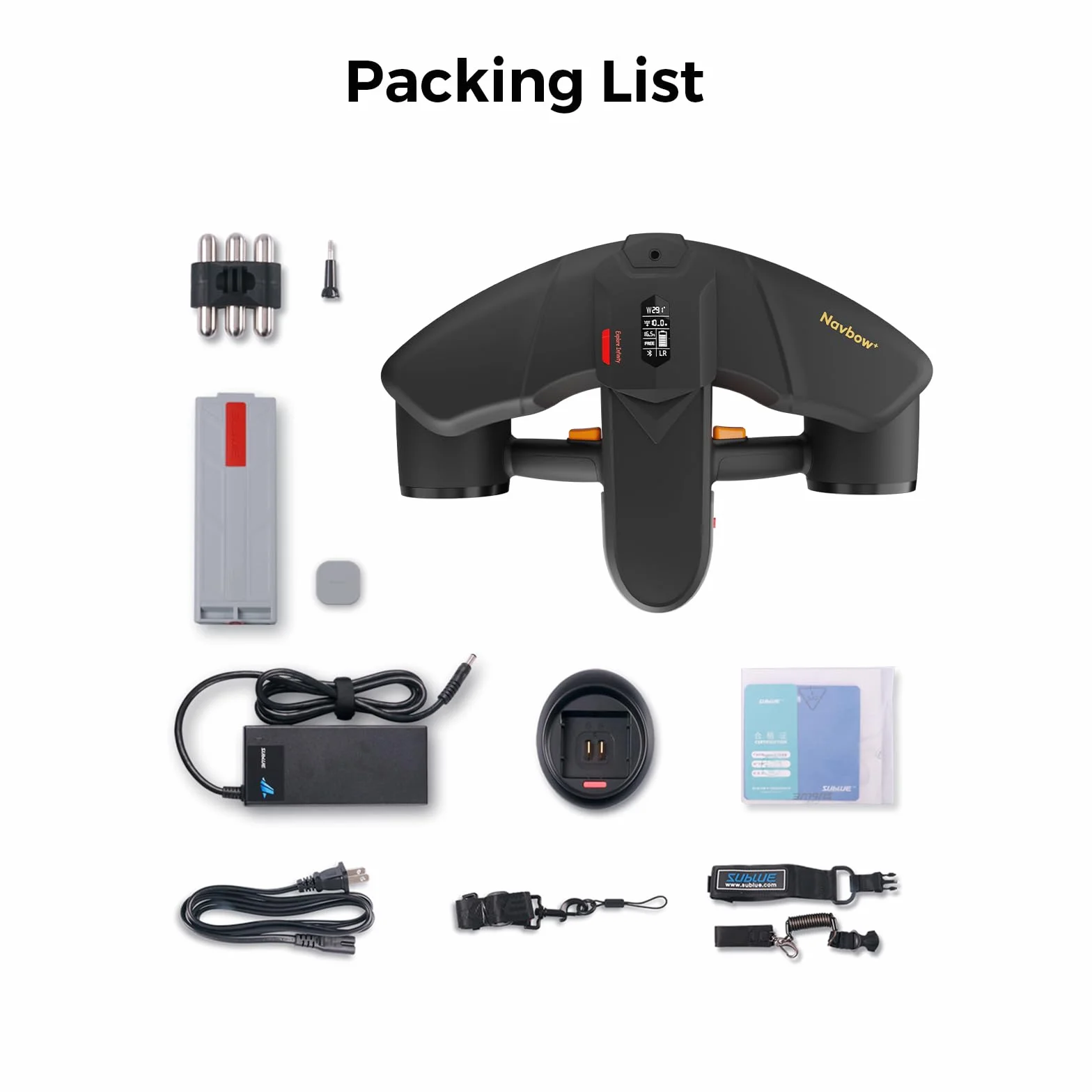 Sublue Navbow Plus Smart sous-Marine Trottinette à Double Moteur avec Support pour caméra d'action, 2 m/s, pour Piscine, Plongée, Scooter (Arance-S)
