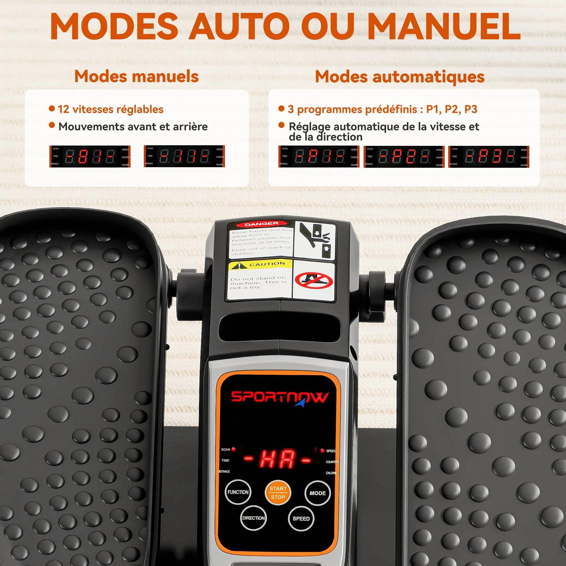 SPORTNOW Vélo elliptique de Bureau Mini Velo d'appartement 12 Vitesses Manuel Automatique 3 Programmes Télécommande Écran LCD Silencieux pour Seniors Adultes