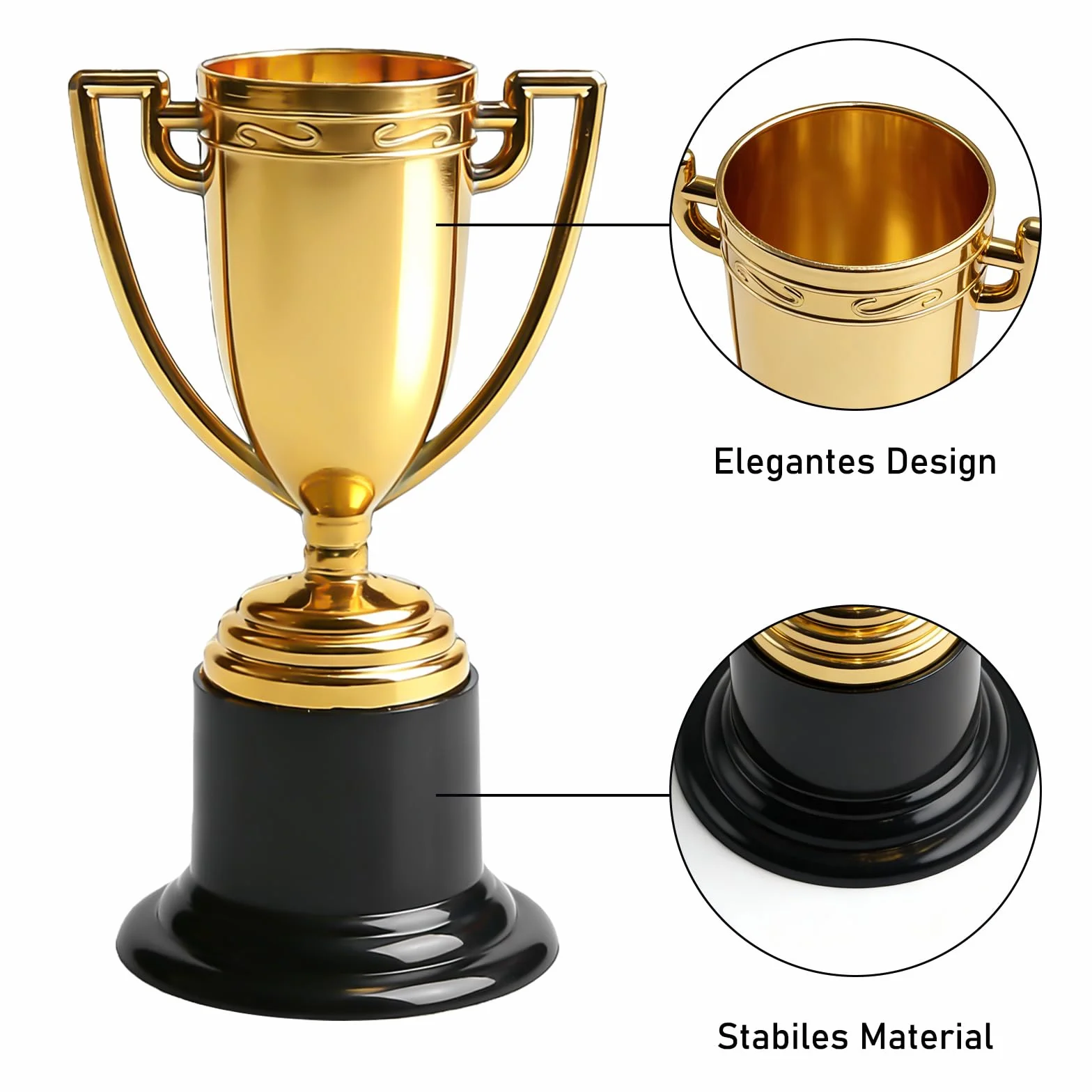 Aicharynic Lot de 24 trophées pour enfants, mini trophées pour enfants, mini trophées dorés, pour salle de classe, école, récompenses, accessoires