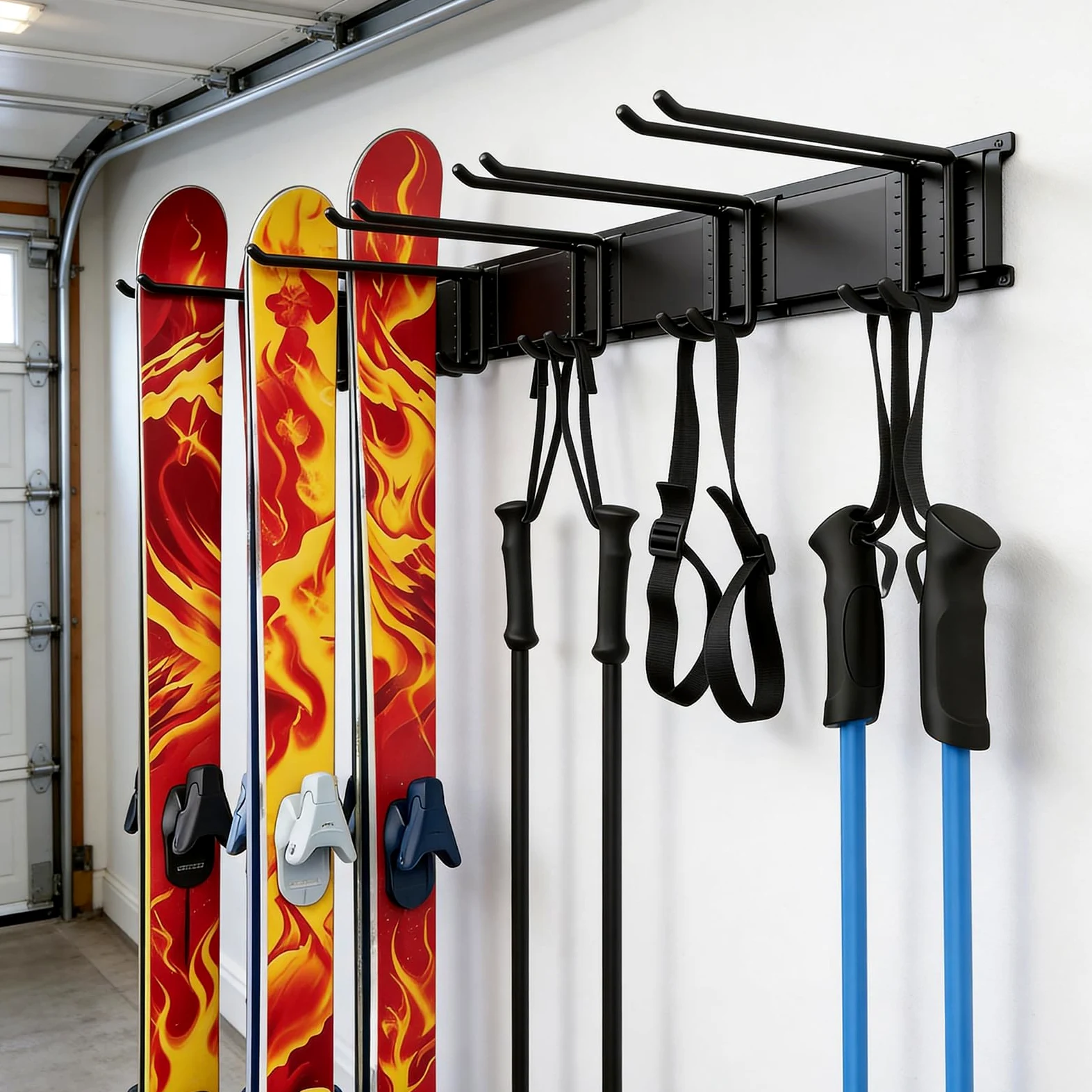 Support mural pour ski et snowboard - Support mural pour 10 paires de skis jusqu'à 136 kg - Pour la maison et le garage