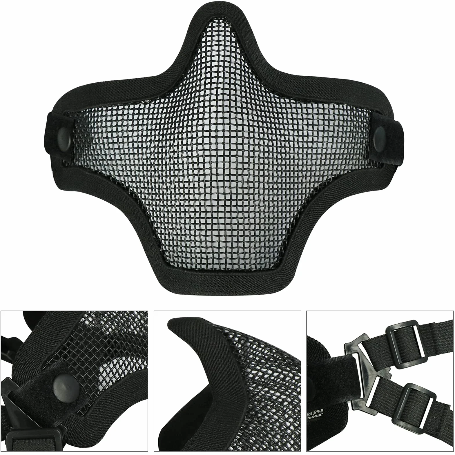 Masque Airsoft Acier Plein avec Lunettes pour CS Paintball Tir