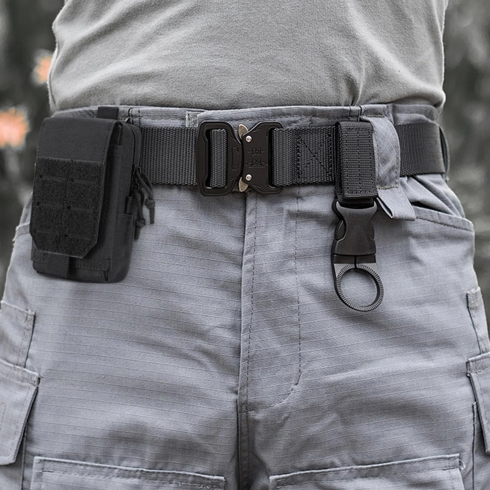 Sacoche Tactique Ceinture Homme Pochette EDC Multifonctionnel Noir pour Sport Randonnée Camping