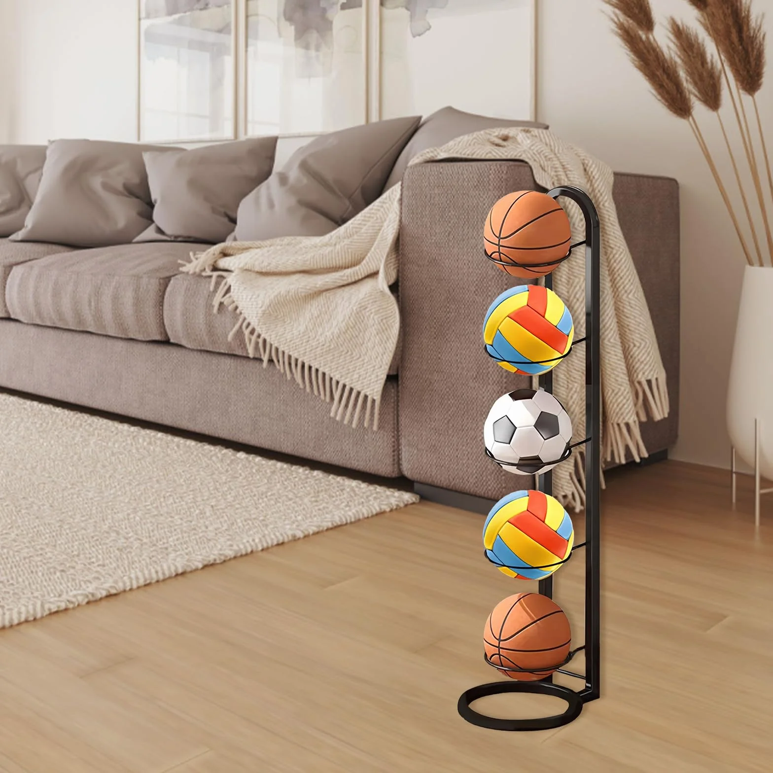 Support De Balle Verticale À 5 Niveaux, Organiseur De Basket-Ball, Porte Ballon Basket