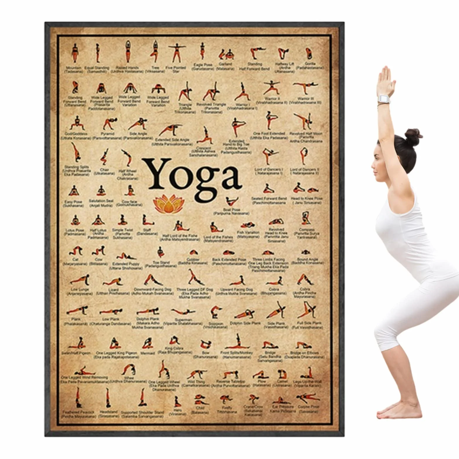 Affiches de poses de yoga pour salle de gym à domicile, décoration fitness, tableau d'exercices