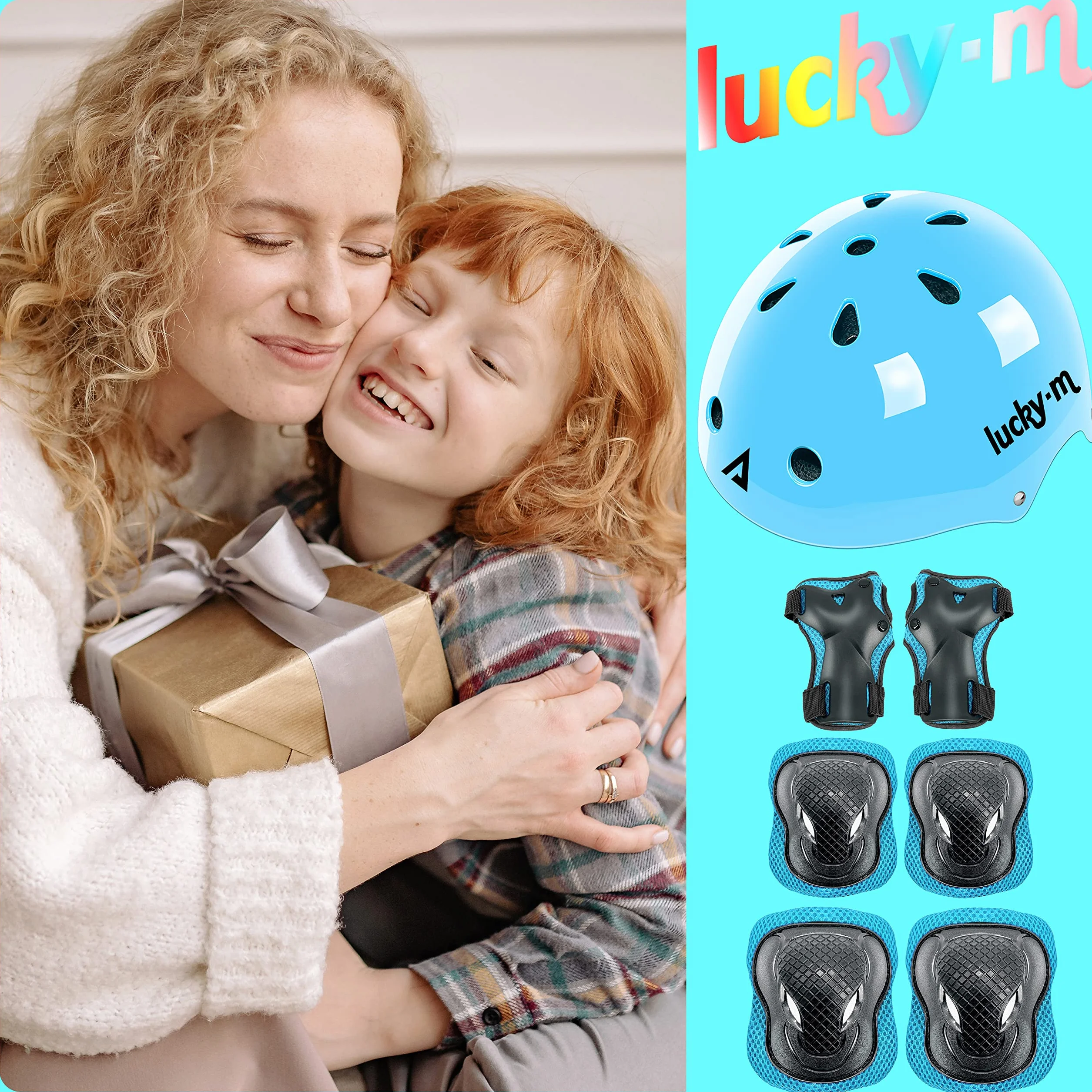 Casque Enfants Réglable Ensemble Protection 7 en 1 pour Skateboard Vélo Trottinette