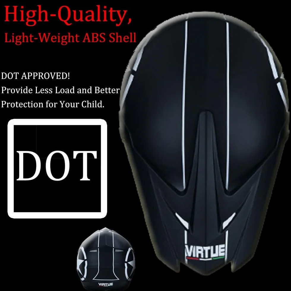 Casque Motocross Intégral Unisexe 9-14 Ans avec Lunettes Gants Masque