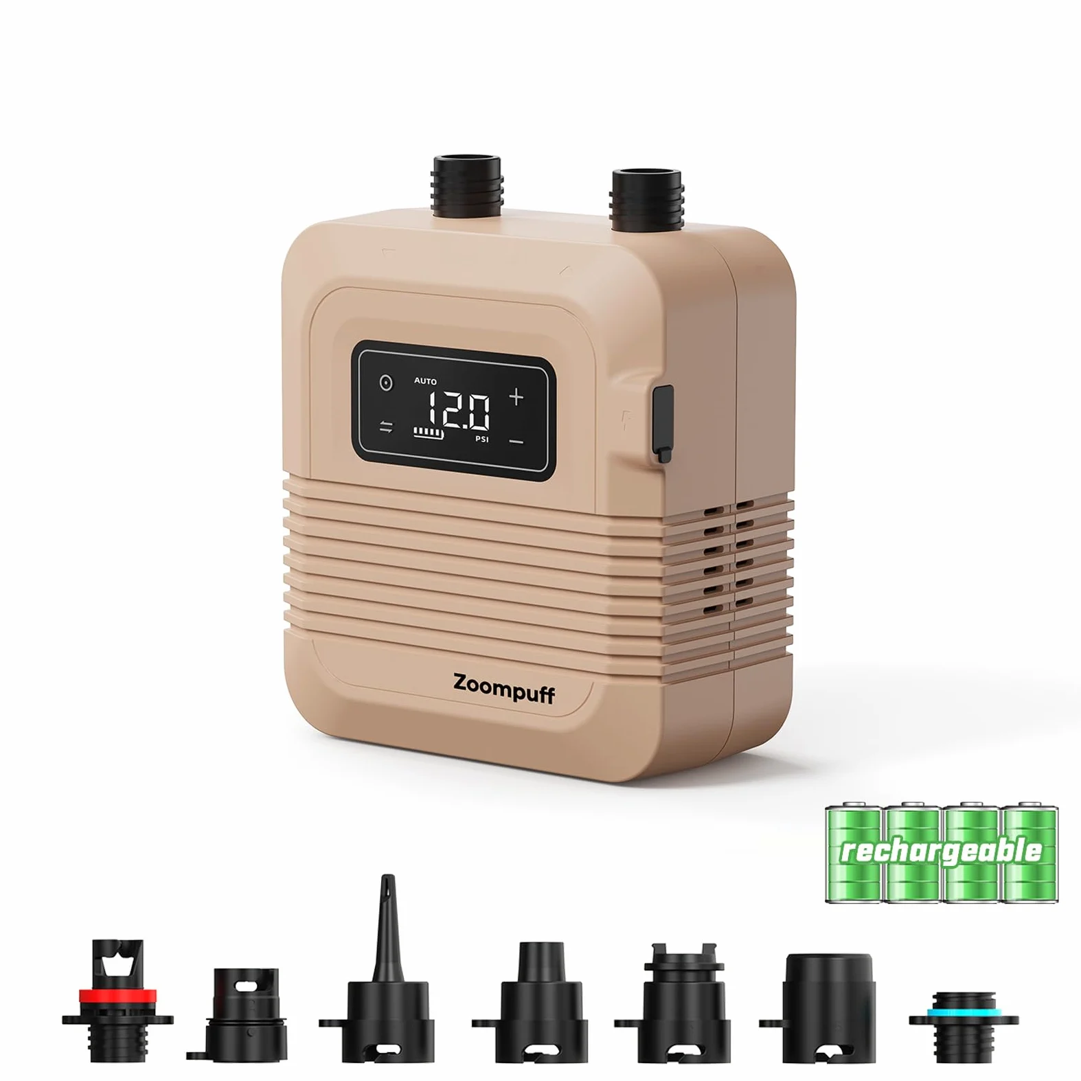 Pompe Sup électrique, Sup Rechargeable 20 PSI, gonflage Rapide | 5 min à 12 PSI, 1,14 kg légère, Batterie 38,48Wh, Gonflage/dégonflage double étage, 7 embouts, SUP, bateaux, kayaks