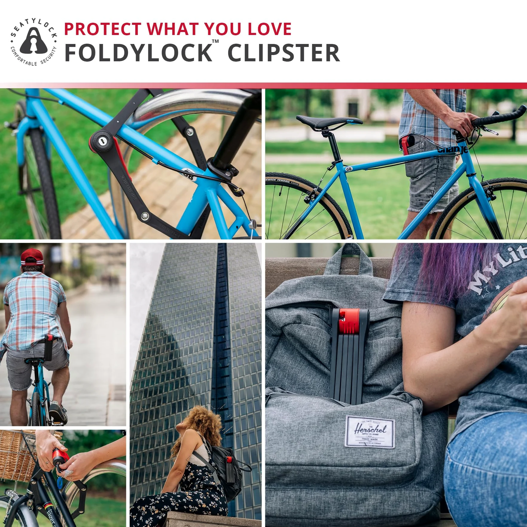 FoldyLock Clipster Antivol pliable pour vélo Sécurité 14/18 Argent | Antivol de vélo léger, portable, compact, ultra élégant, accessoire de protection intelligent, 75 cm