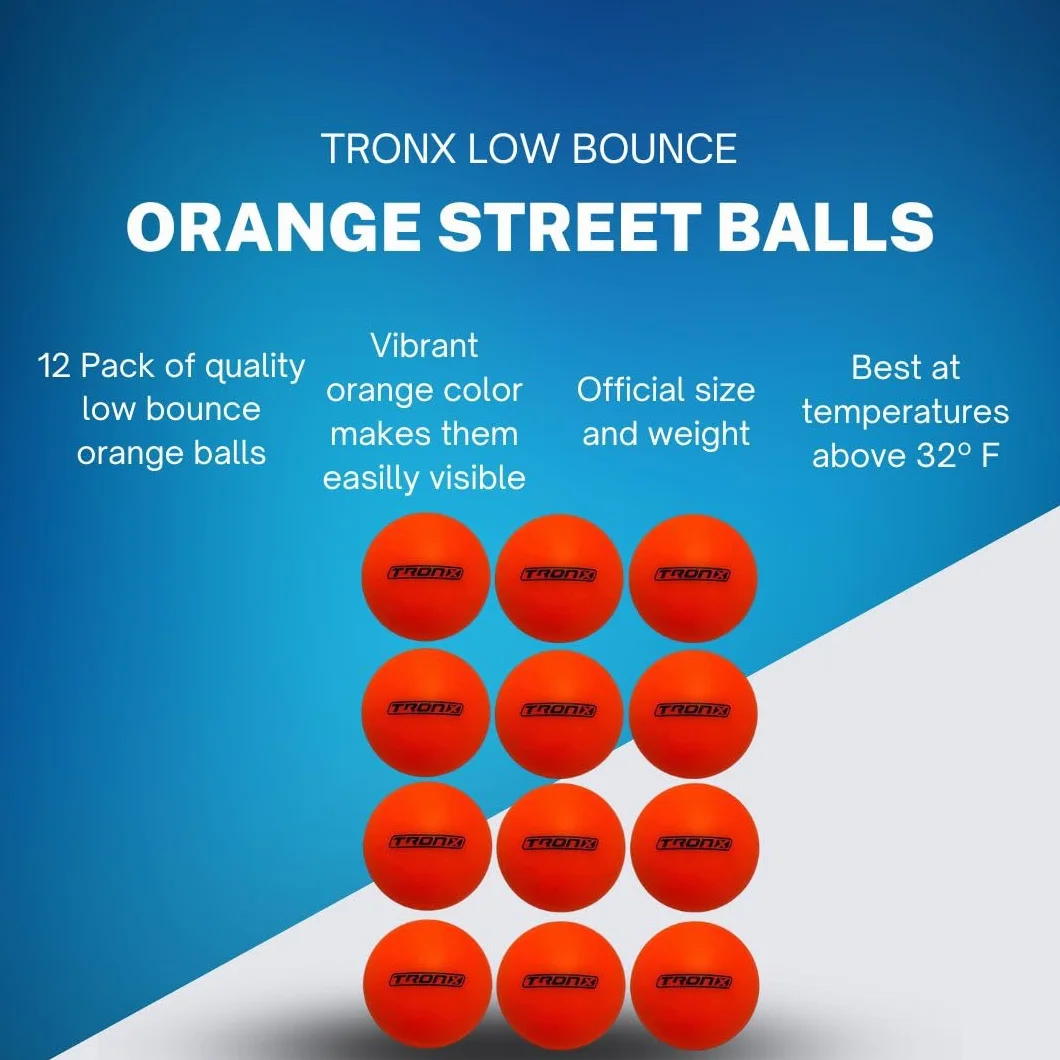 TronX Balles de hockey de rue Lot de 12 - Faible rebond - Orange