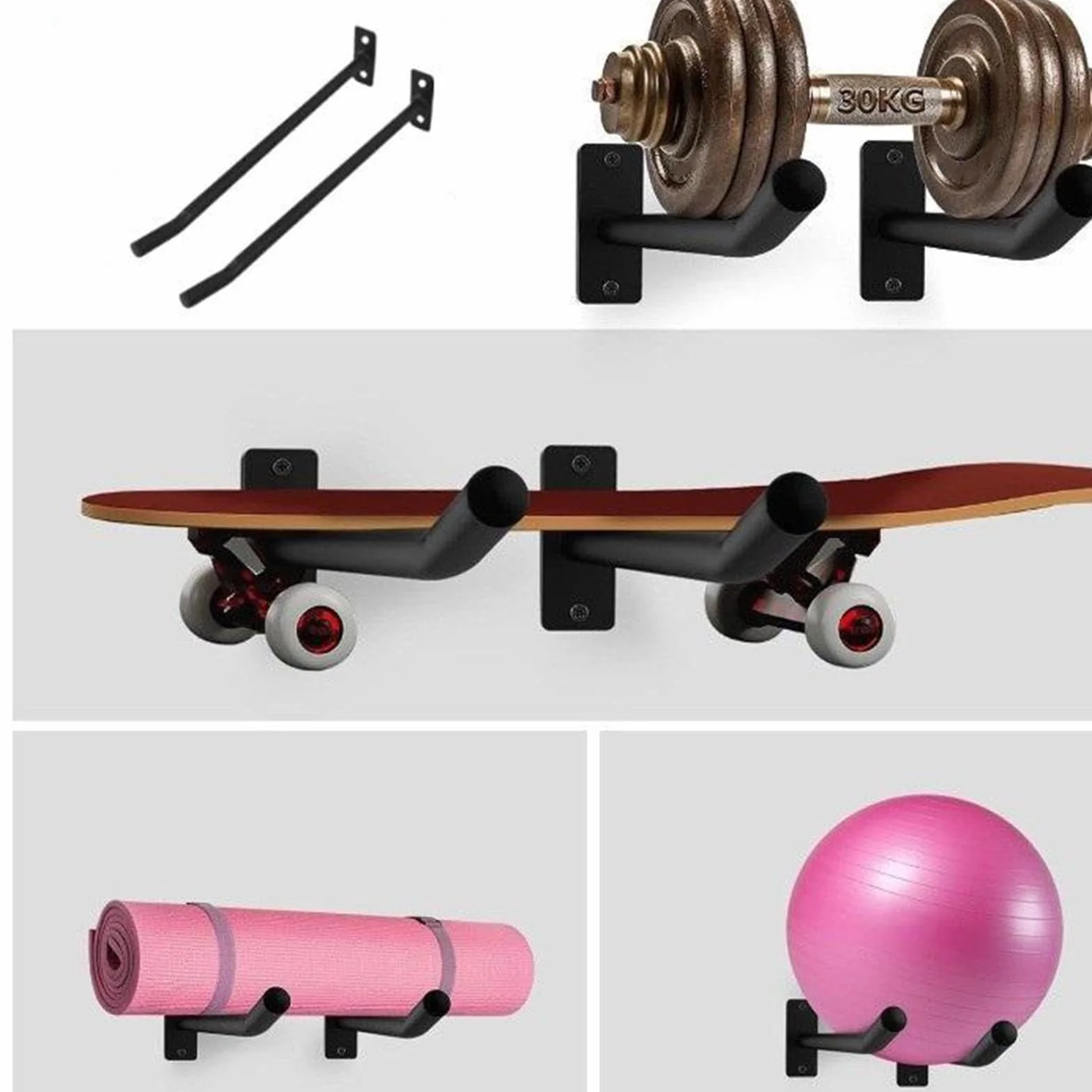 Lot de 2 supports muraux pour ballons de stabilité, accessoires de rangement pour équipement de fitness