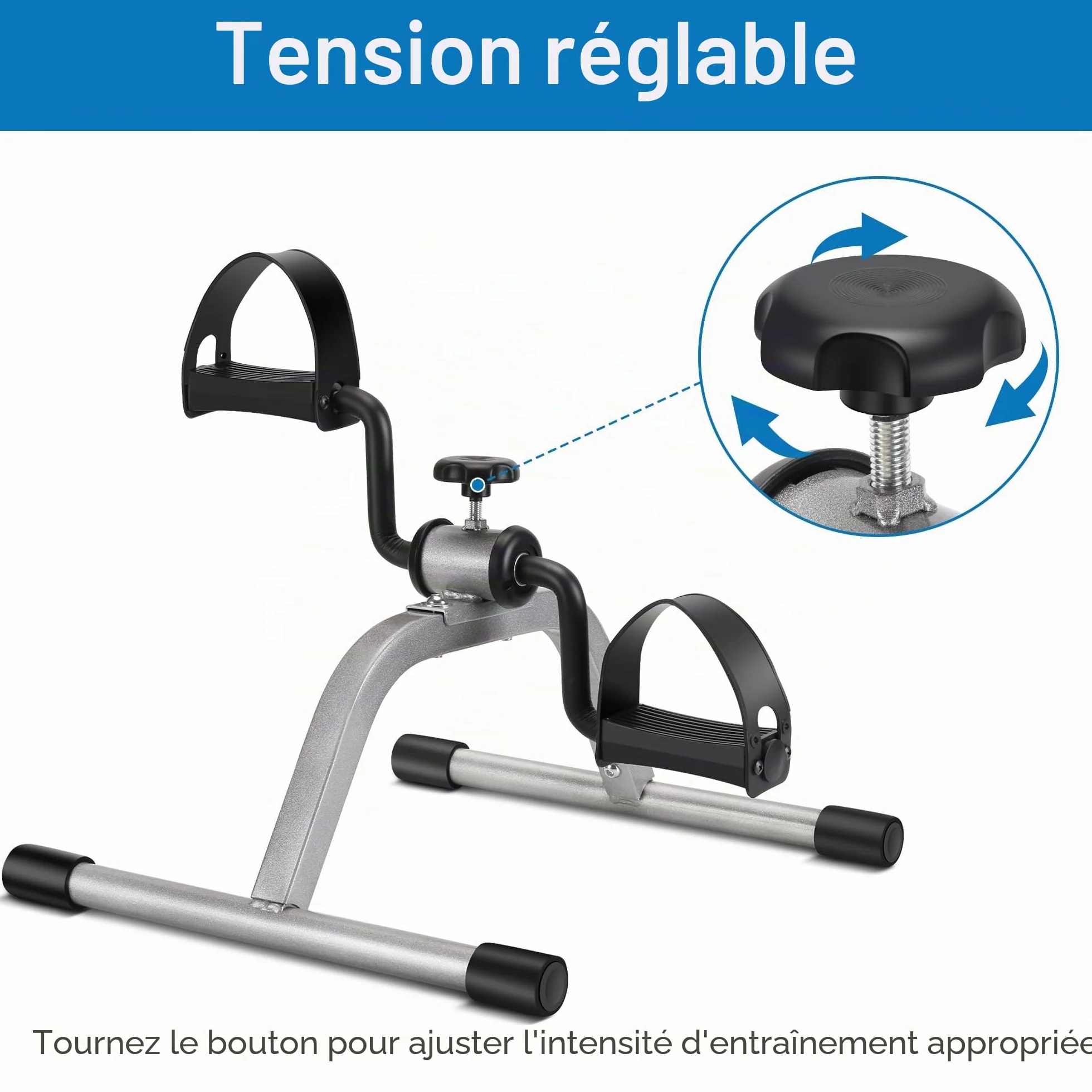Mini vélo d'exercice à pédales pour récupération jambes bras, portable
