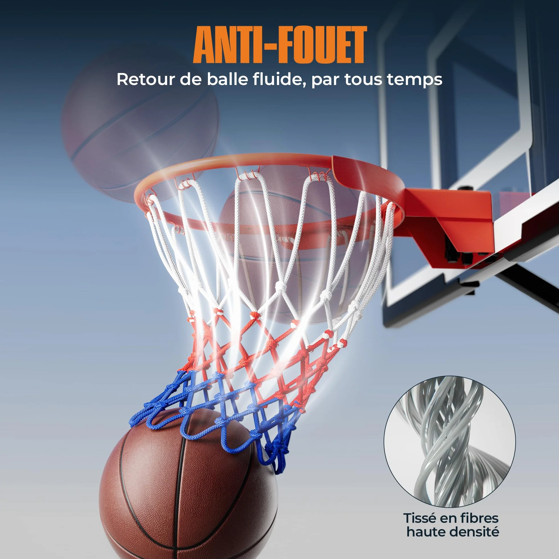 Filet basket en Polyester 2 Pièces, Résistant à la Pluie et au Soleil, Amovible 12 Boucles