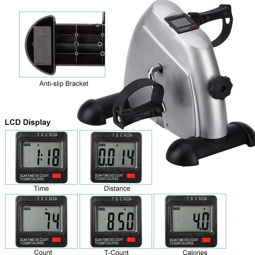 Mini Vélo d'Appartement, Pédales de Rééducation, Vélo d'Exercice Bras Jambe Compact, Écran LCD Résistance Réglable