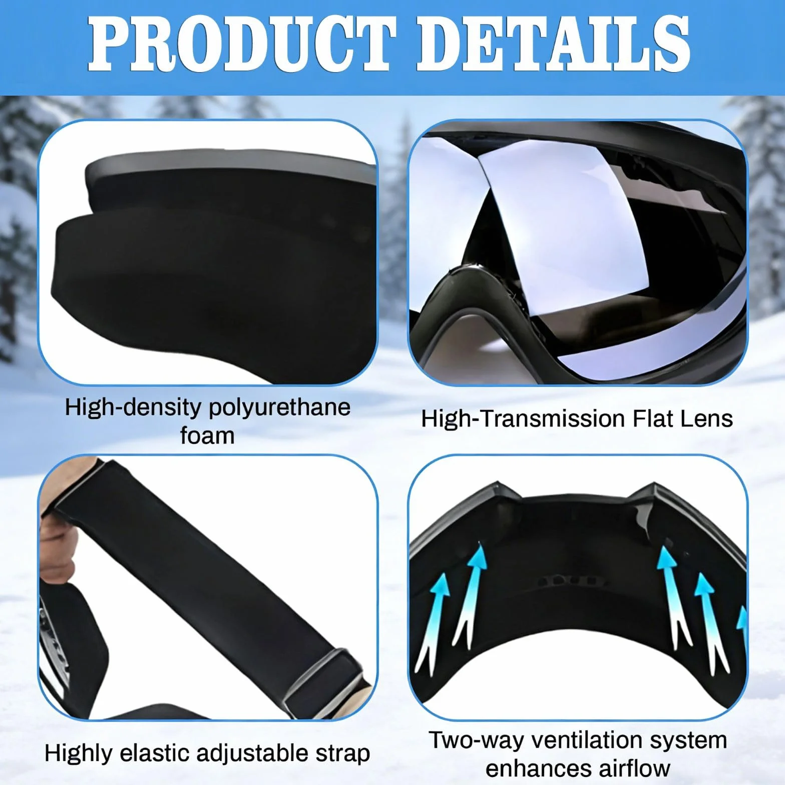 Lunette de Ski Lot de 2 pour Homme et Femme Protection UV Anti-Buée Coupe-Vent Cyclisme Snowboard Randonnée