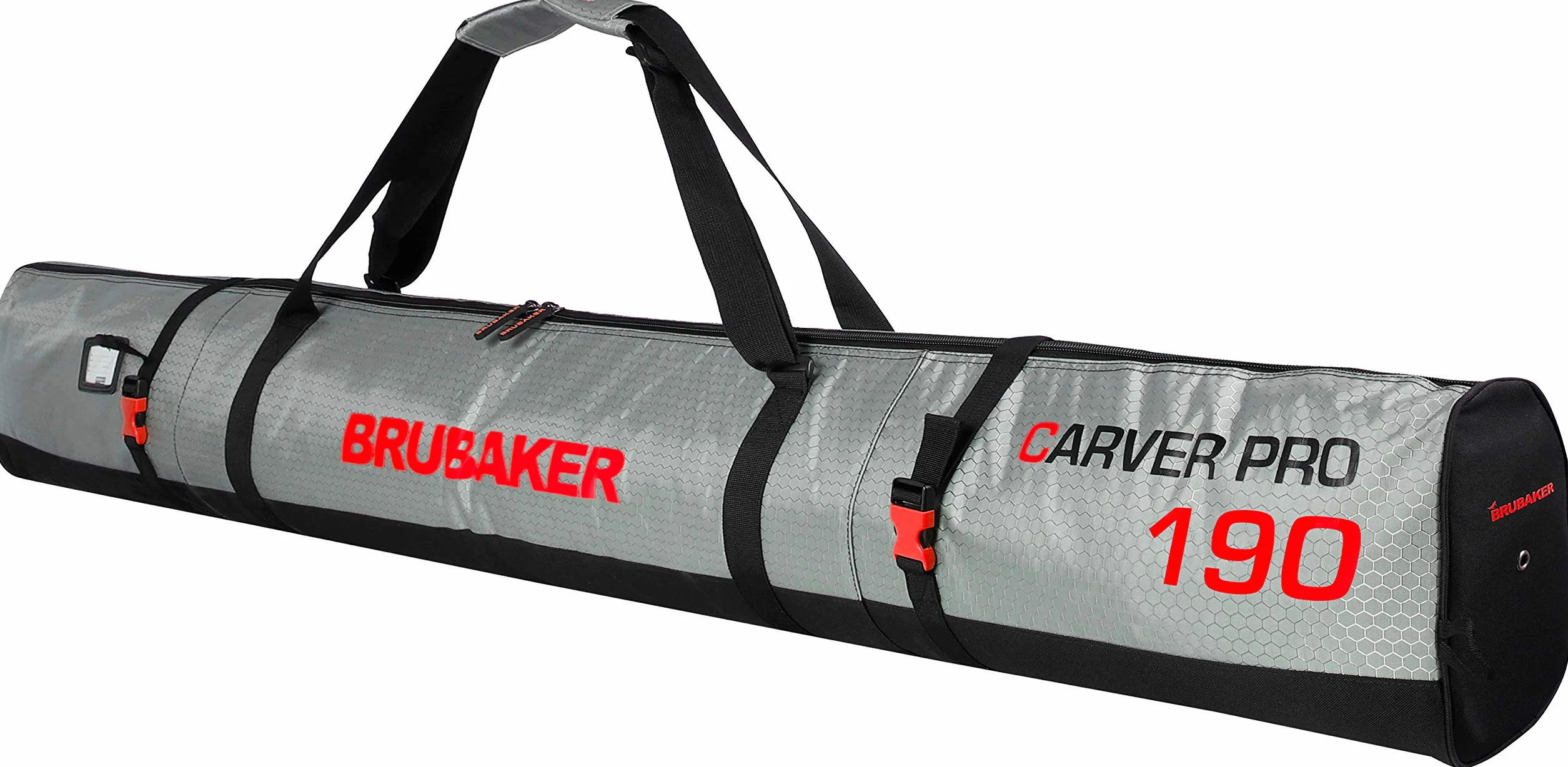 BRUBAKER Housse à Skis Sac à Chaussures de Ski CarverTec Pro 1 Paire Skis Bâtons Chaussures Casque Argenté Rouge
