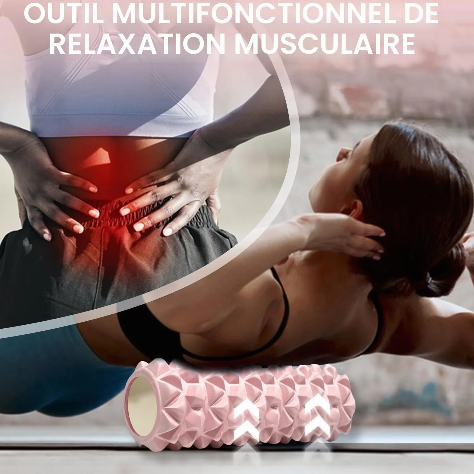 Foam Roller Rouleau de Massage en Mousse 30x8cm Rose