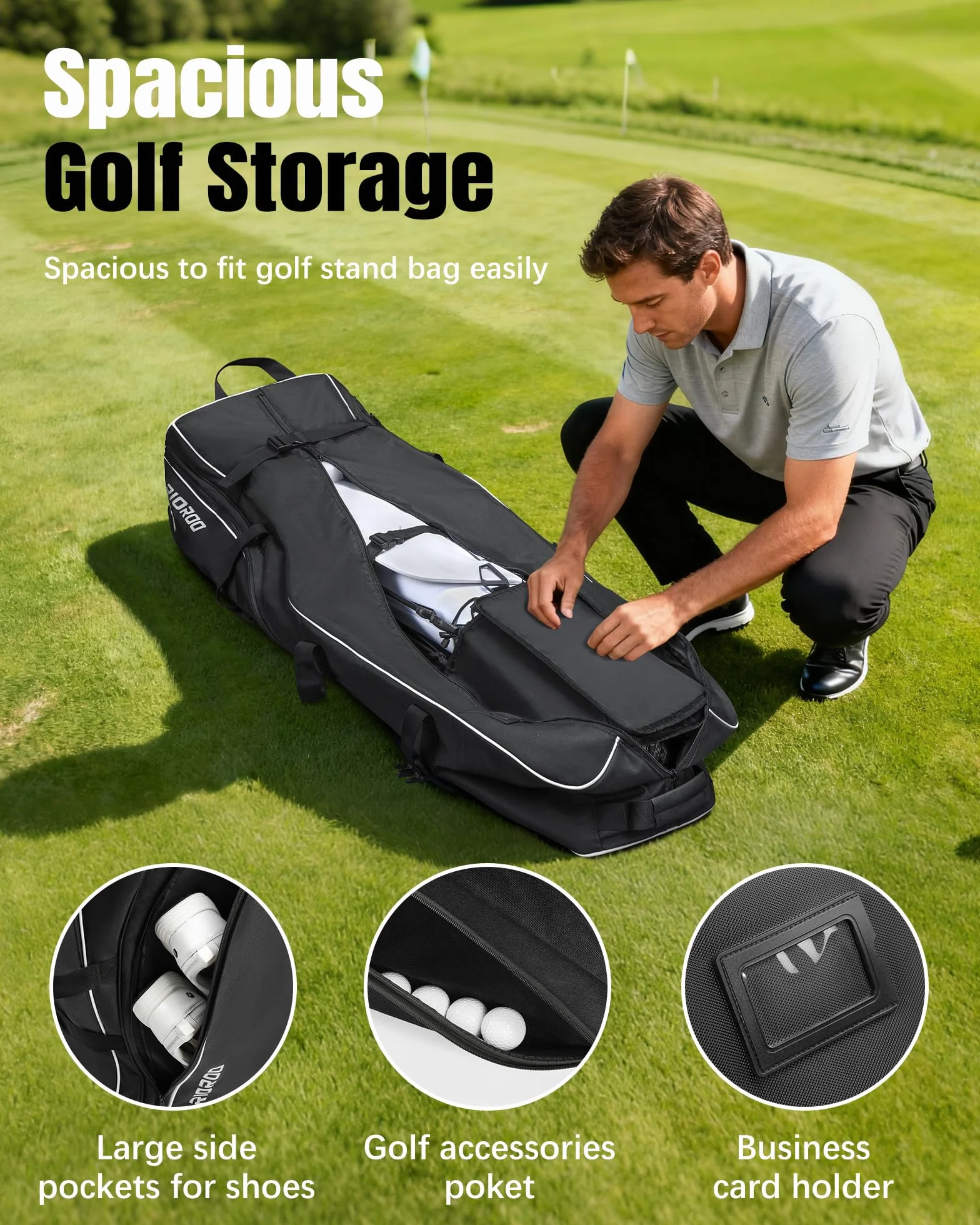 Sac de Voyage de Golf Oxford avec Roulettes, Rembourré, Étanche et Résistant
