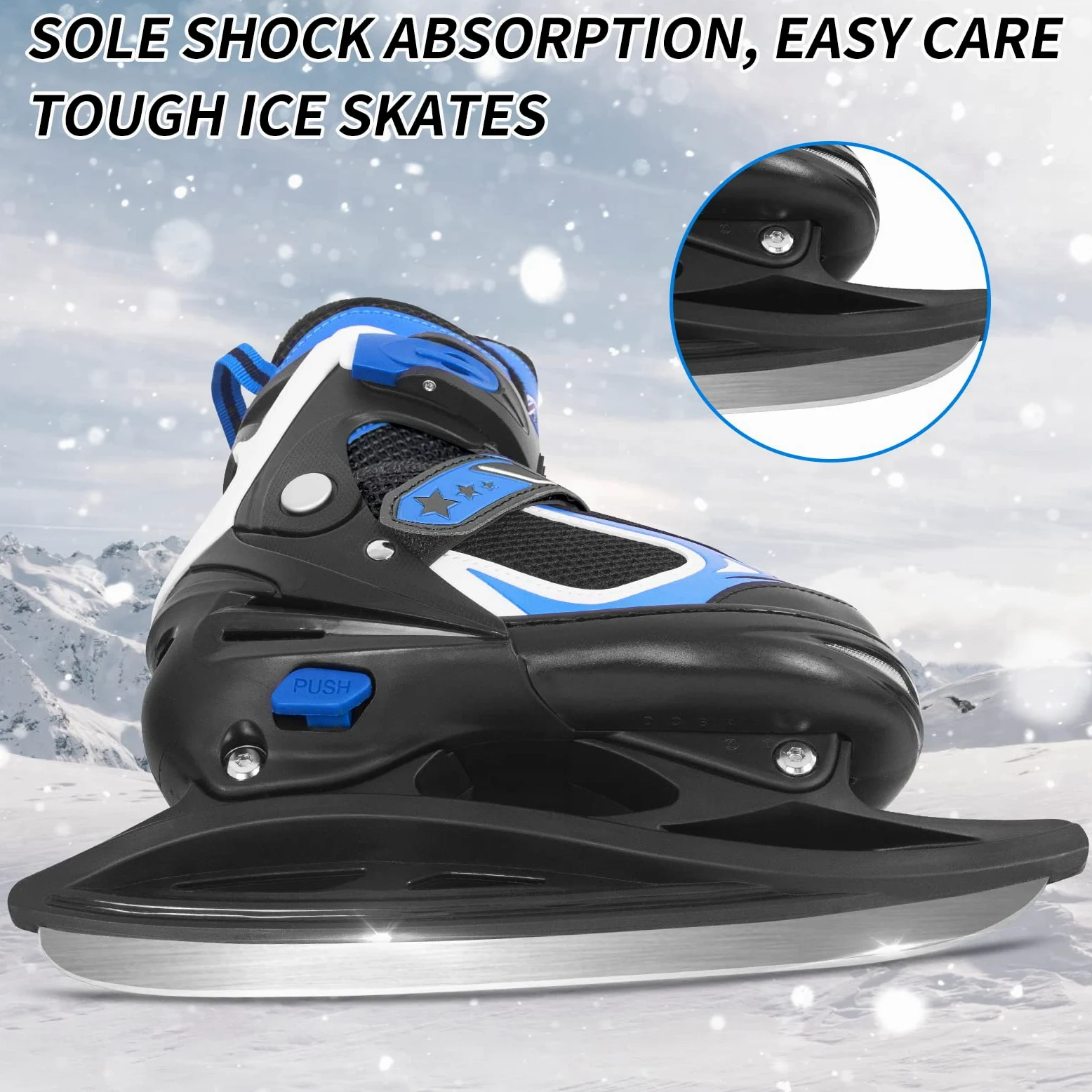 Nattork Patins à glace pour enfants, garçons et filles, patins de hockey à lacets réglables, rembourrage doux et support de cheville renforcé pour débutants