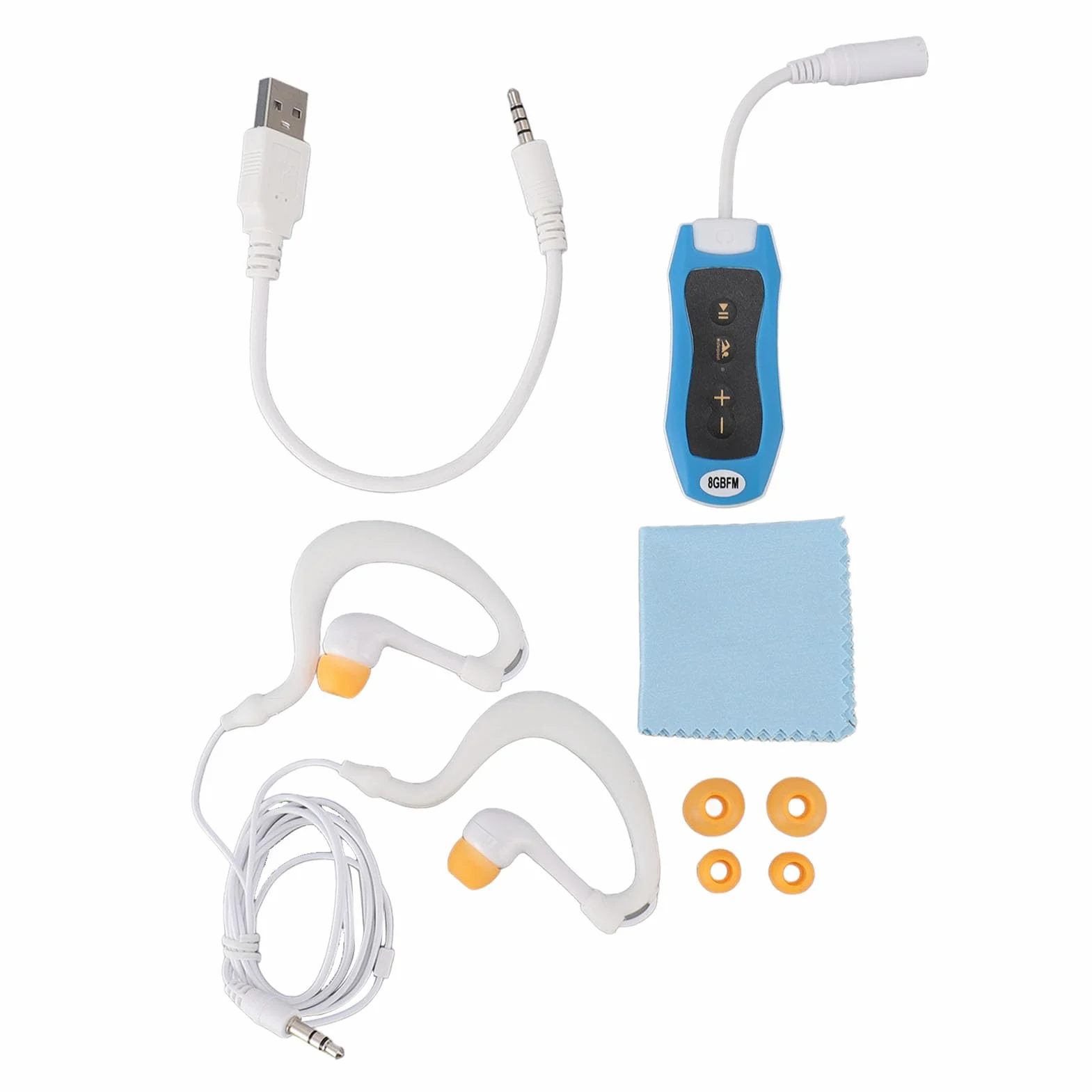 Elprico Lecteur MP3 Etanche Mémoire 8 Go IPX8 USB 2.0 Rechargeable Bleu