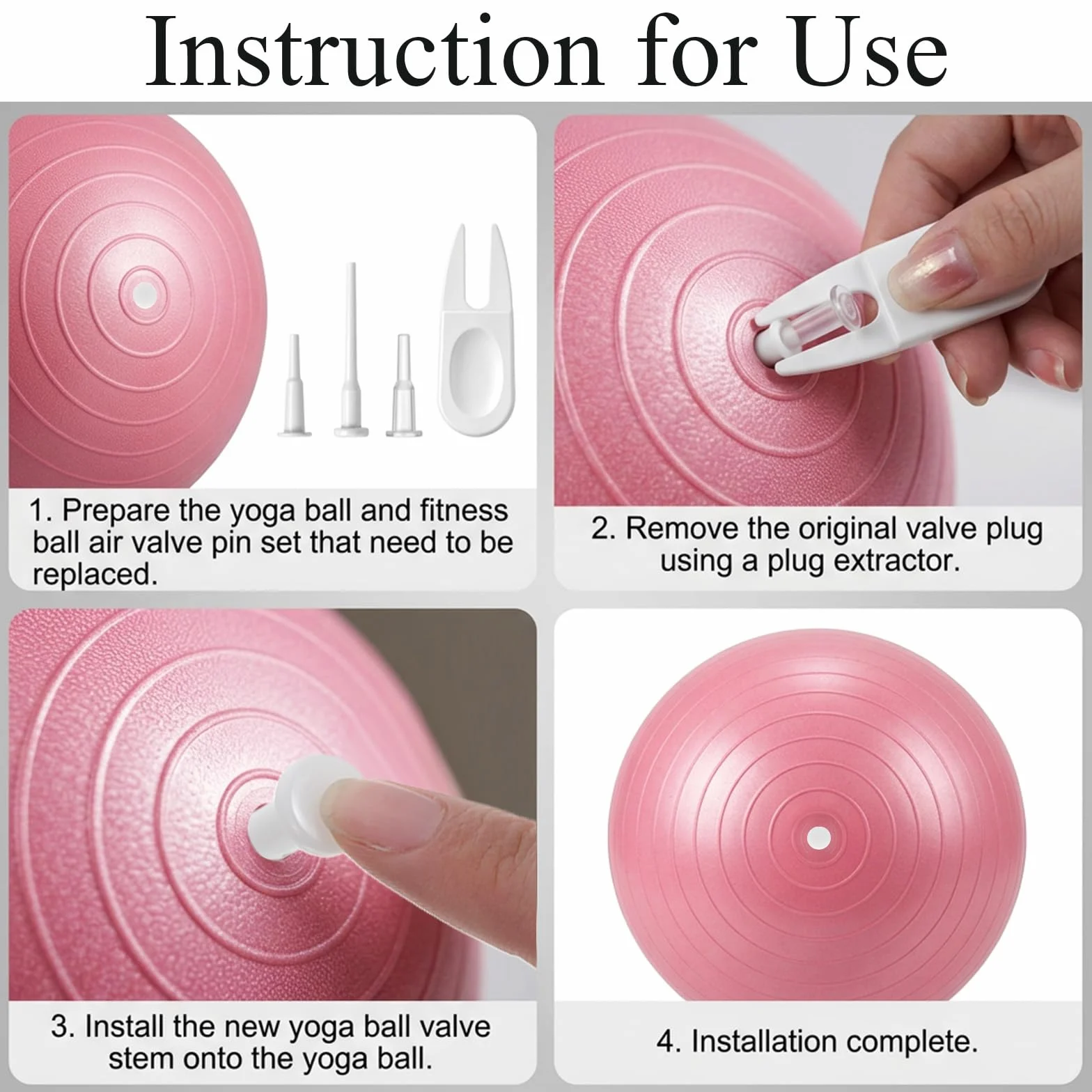 Bouchons de balle de yoga, 20 bouchons d'air avec 2 outils de retrait - Kit de remplacement pour ballon d'exercice de fitness