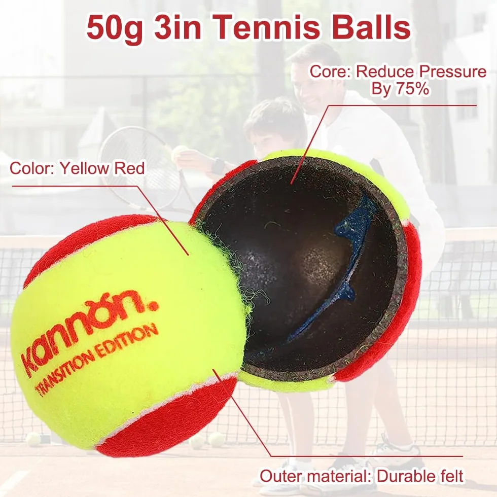 Balles de Tennis Stage 3, 12 Pièces, Rouge, Décompression 75%, avec Sac de Transport