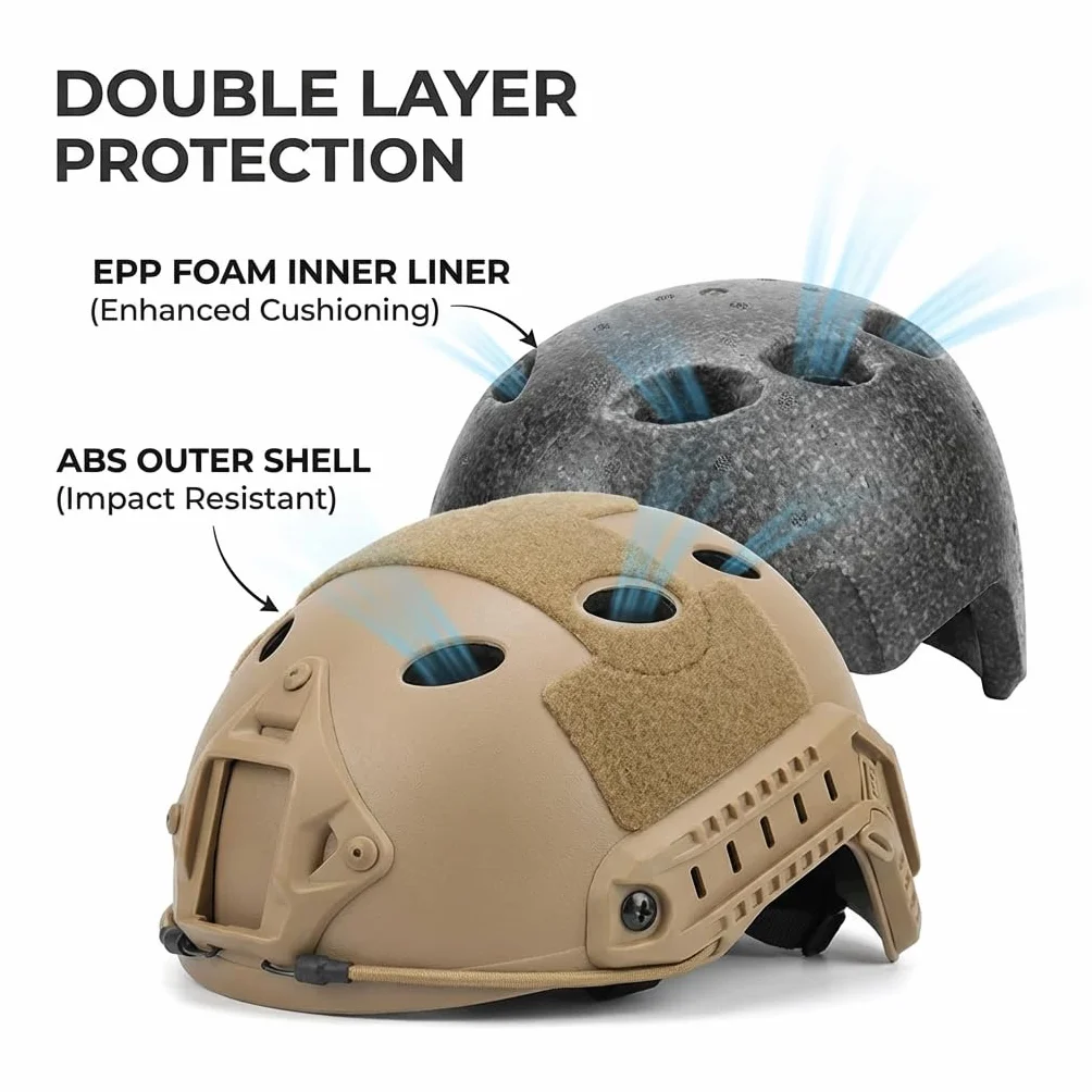 Casque Militaire Tactique Fast PJ Paintball Airsoft avec Support NVG et Rail Latéral
