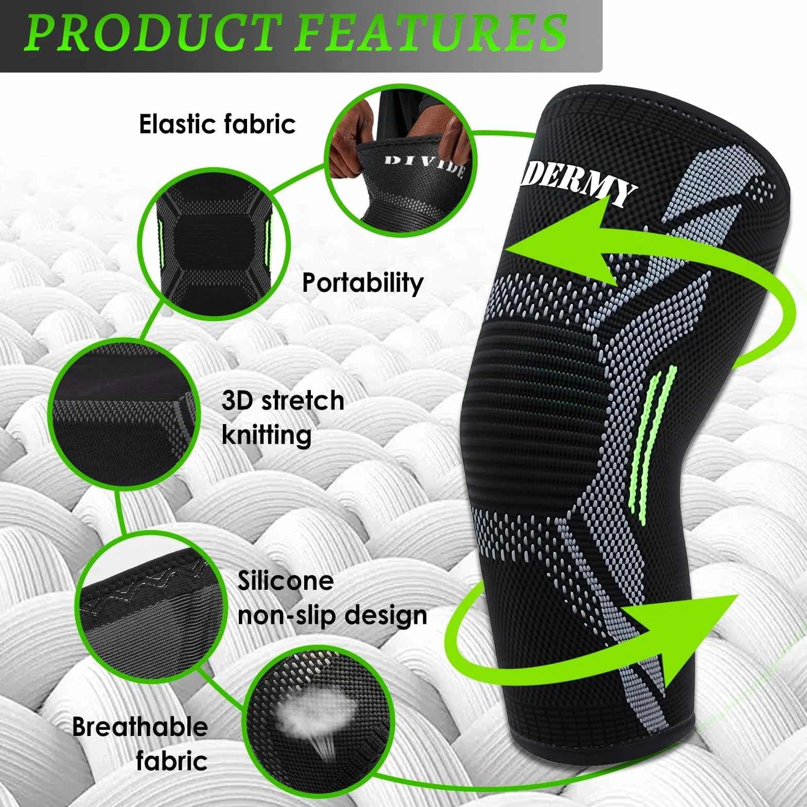 Genouillère Genou de Maintien avec Compression Élastique, Attelle Genou Sport pour Ménisque et Ligaments (XL)