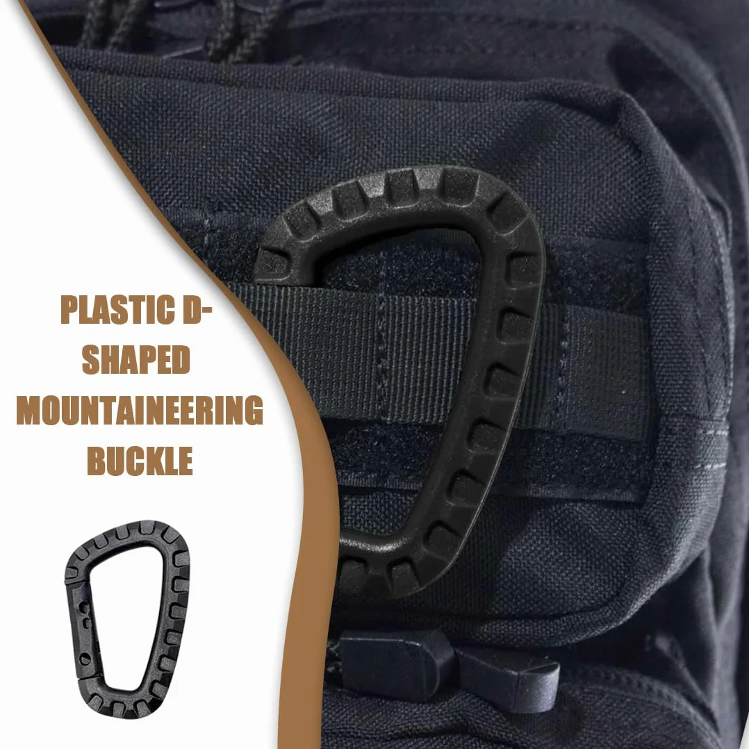 Lot de 5 Mousquetons en Plastique Tactique Militaire Multifonctionnelle pour Camping Randonnée