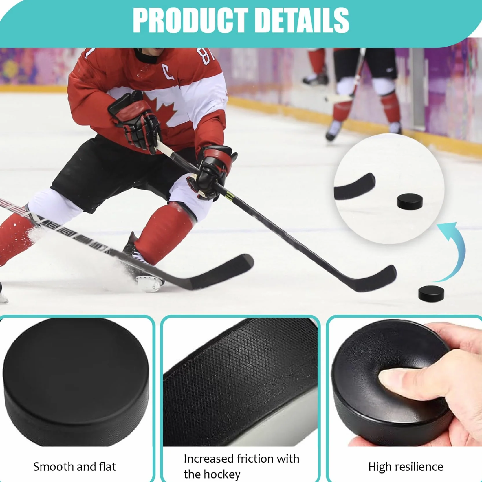 Rondelles de hockey sur glace en mousse 4 pièces noire pour entraînement