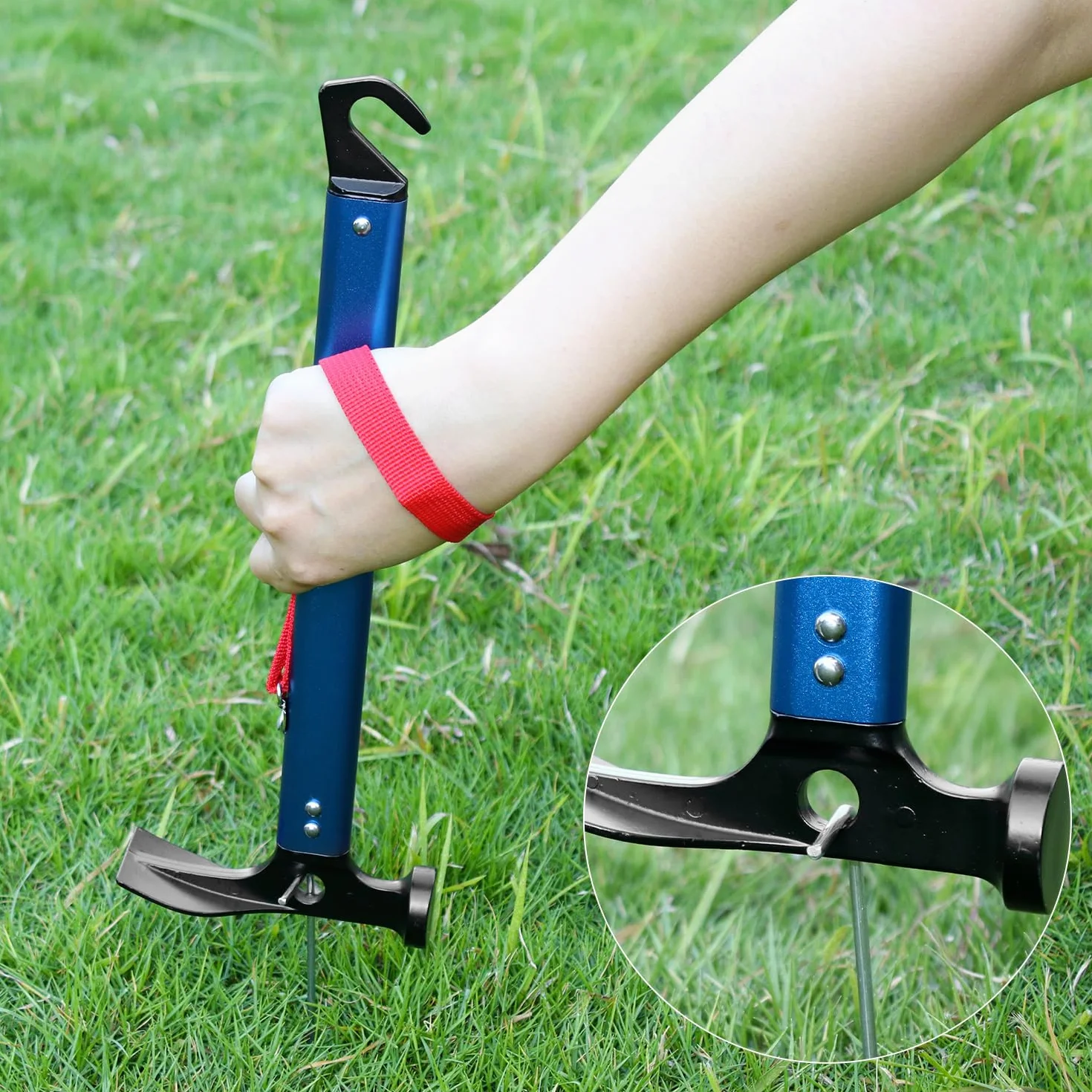 Marteau de Camping QWORK 30.5 cm, Maillet Extérieur en Aluminium avec Extracteur de Piquets
