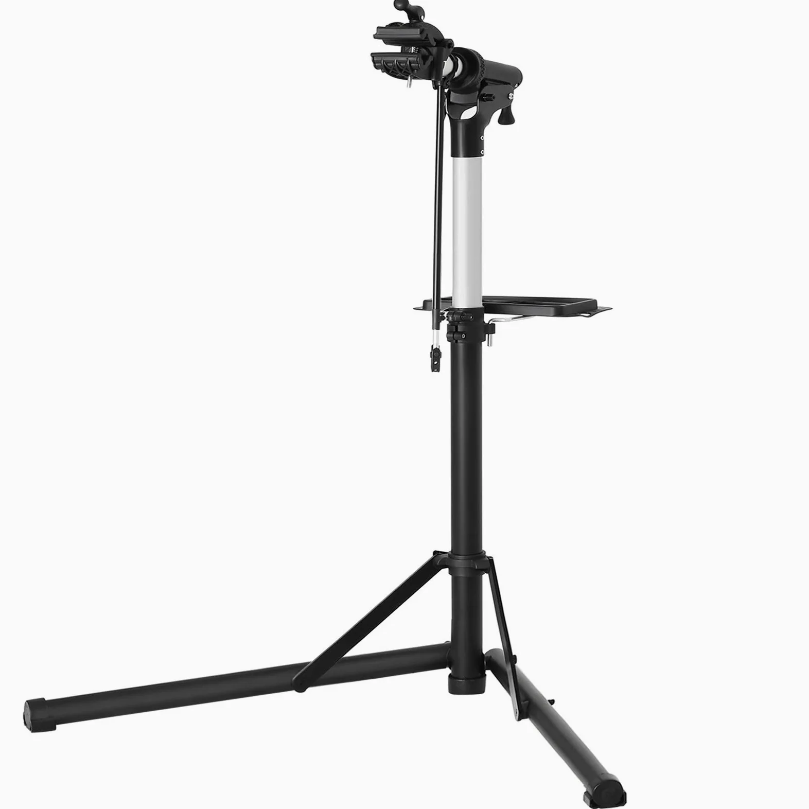 SONGMICS Support de réparation de vélo, Pieds d’Atelier, en Aluminium, avec Plateau à Outils magnétique, Réglable, Léger, Portatif, pour Entretien et Réparation Bicyclette, Noir SBR04B