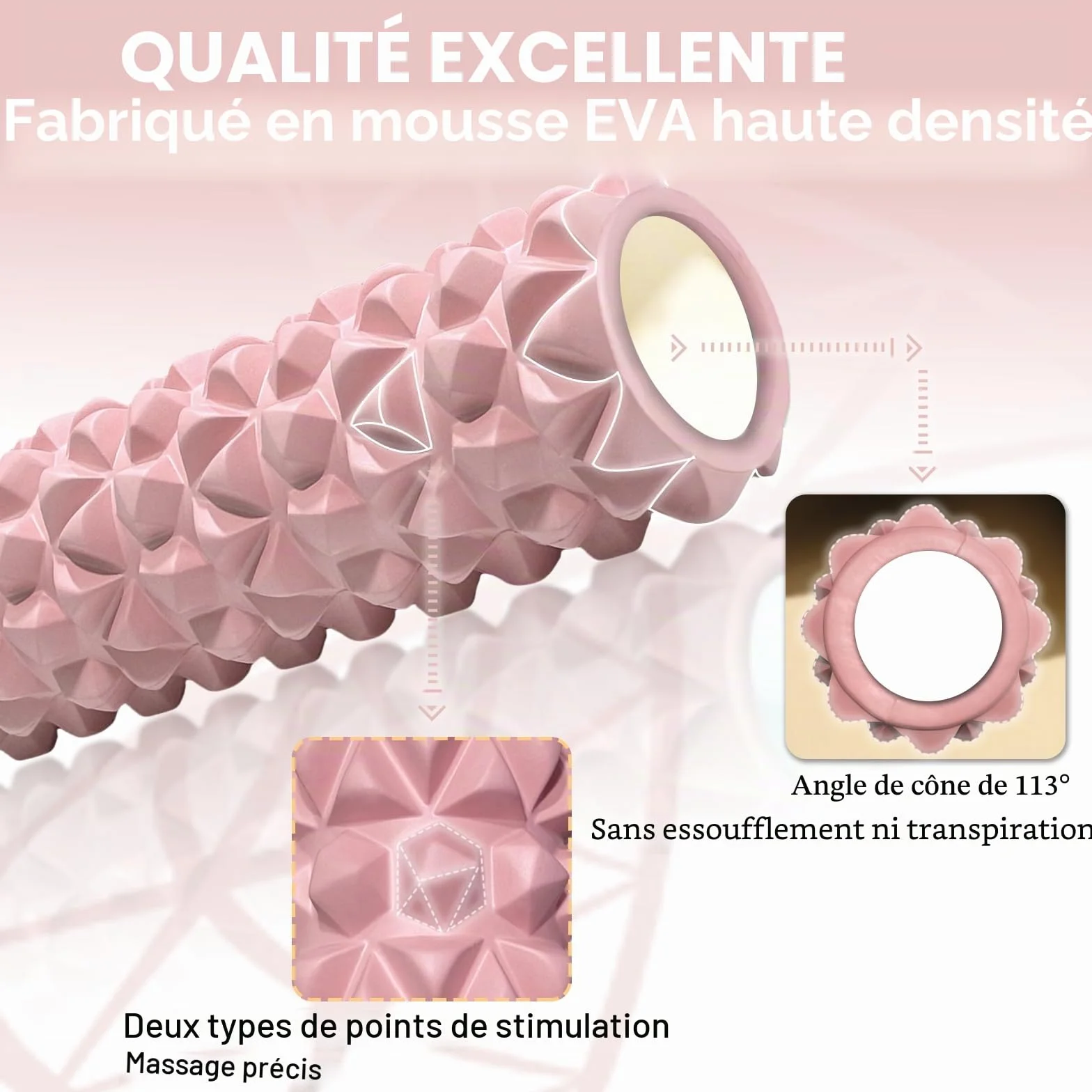 Foam Roller Rouleau de Massage en Mousse 30x8cm Rose