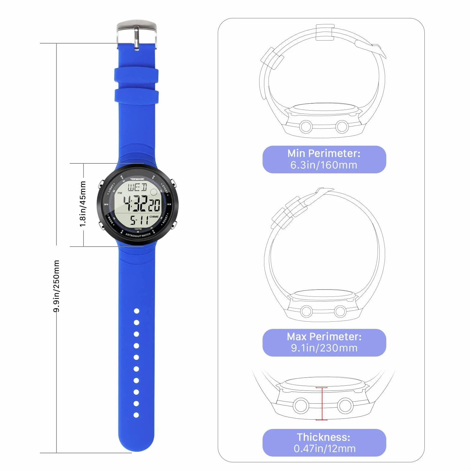 Montre Sportive 10 ATM Résistant à l'Eau pour Natation Plongée Chronomètre Compte à Rebours