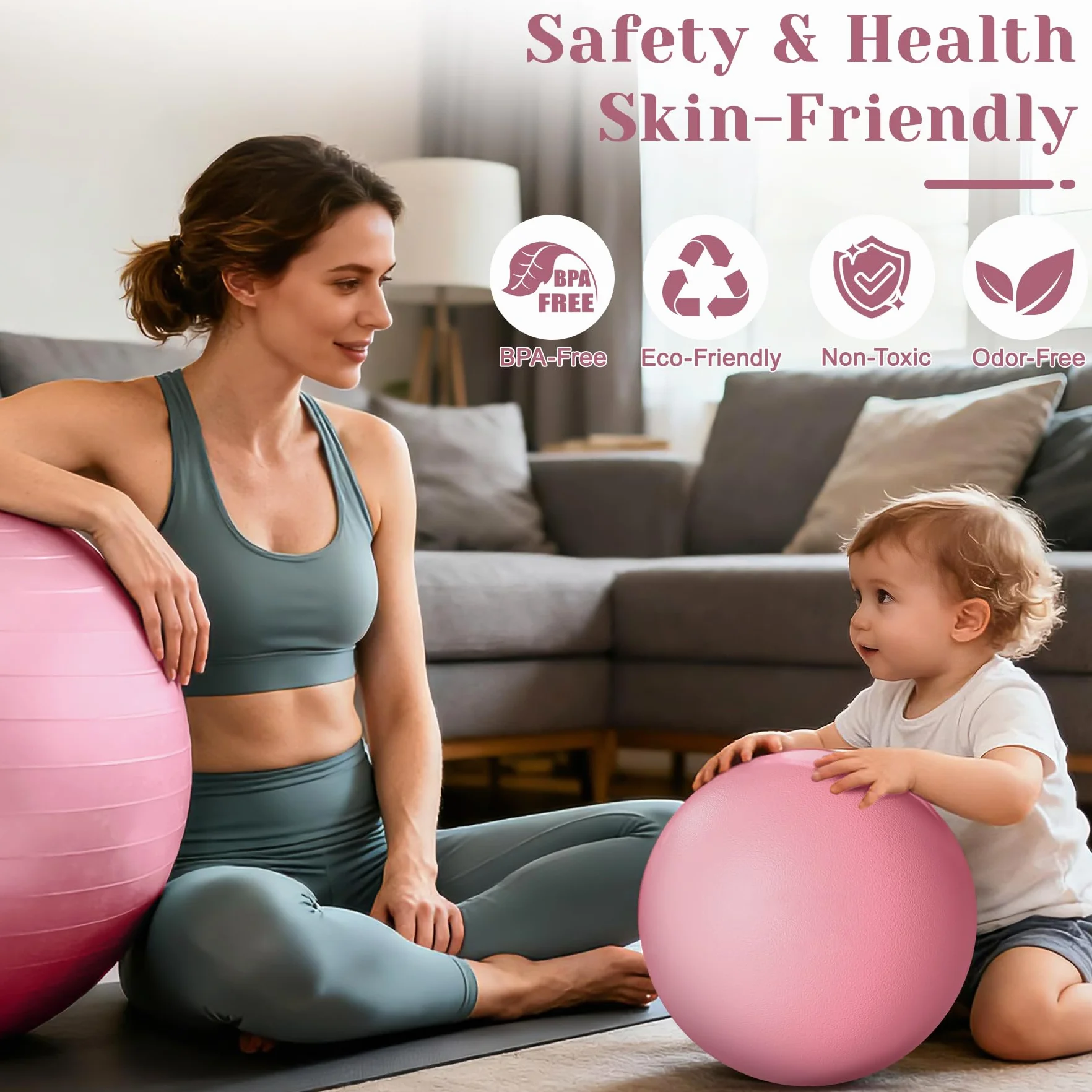 Ballon de gymnastique 55/65/75 cm et ballon de Pilates 25 cm – Pezzball anti-éclatement de grossesse – Ballon antidérapant d'équilibre yoga pour la maison