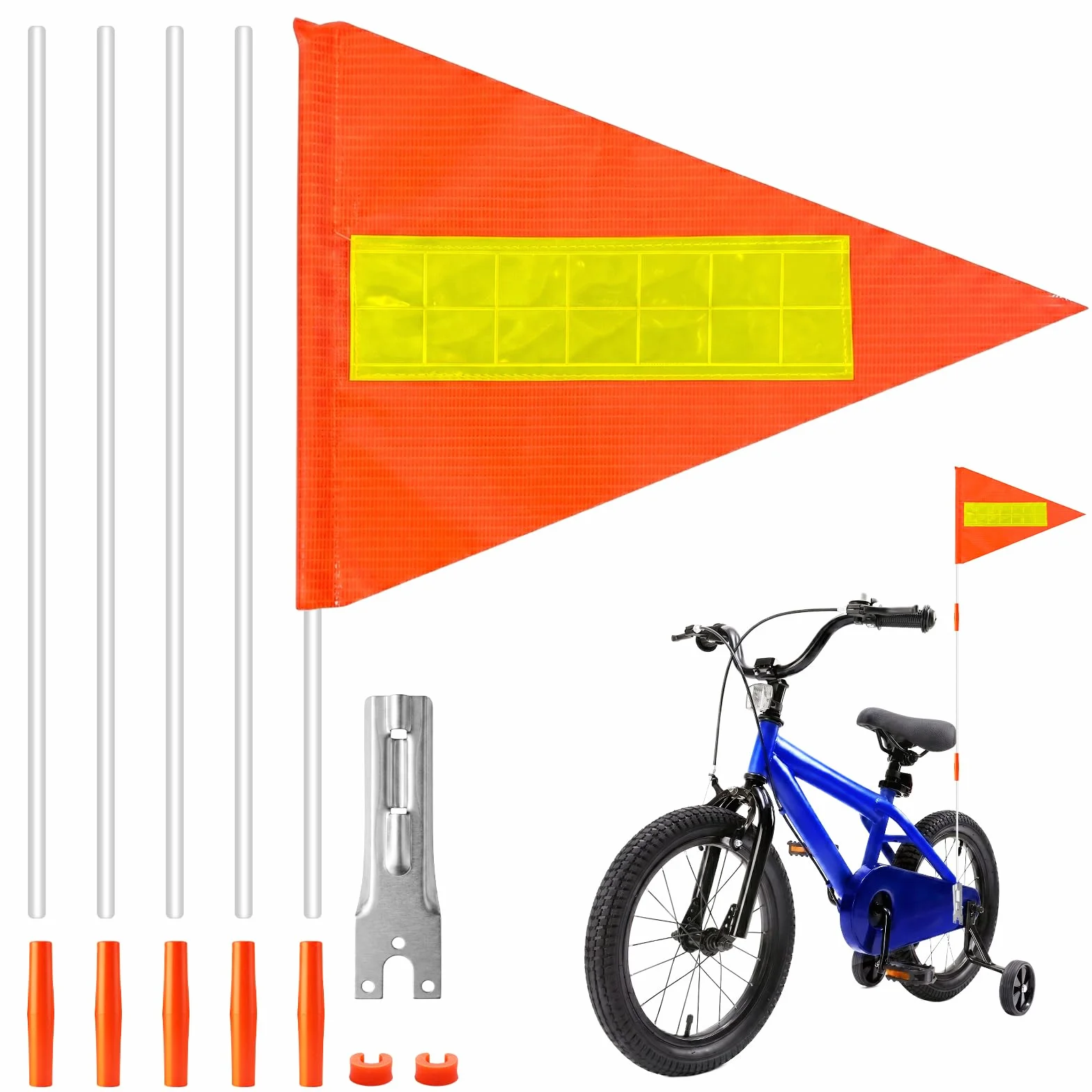 Fanion de Sécurité pour Vélo 150cm, Drapeau Velo Réfléchissant Impréable, Tige Réglable