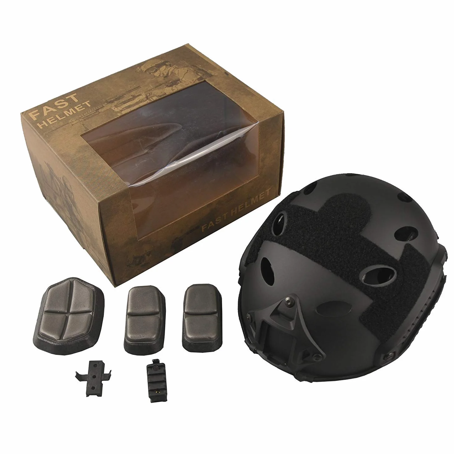 LOOGU Airsoft Ops Core Casque de Protection Tactique Fast BJ PJ avec Coussinets Rails latéraux