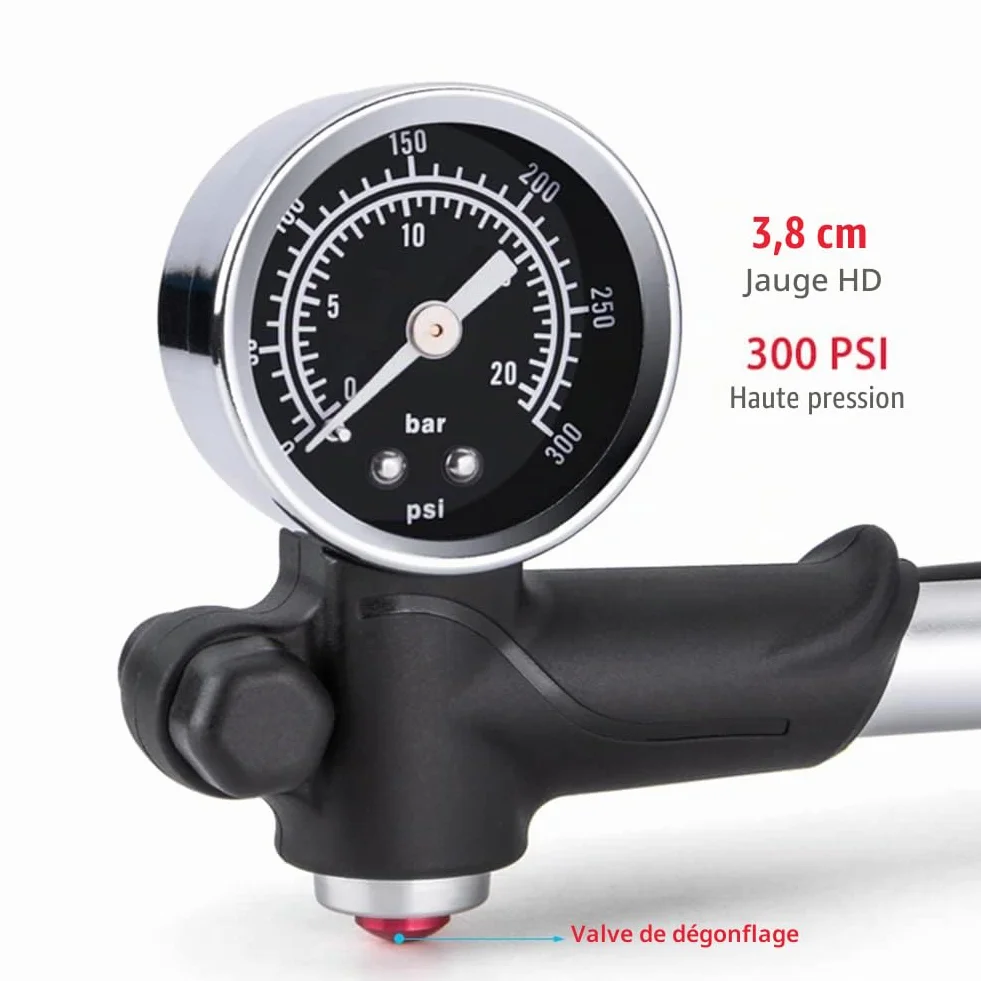 Pompe à Choc Haute Pression GEWAGE Max 300 PSI 2 en 1 pour VTT et Suspension arrière