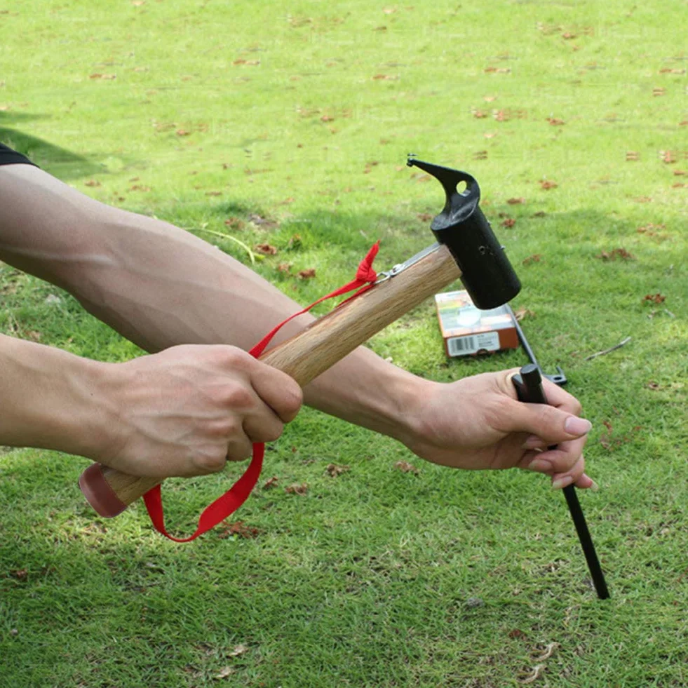 Maillet en Bois Marteau Multifonctions pour piquets de Tente avec Cordon