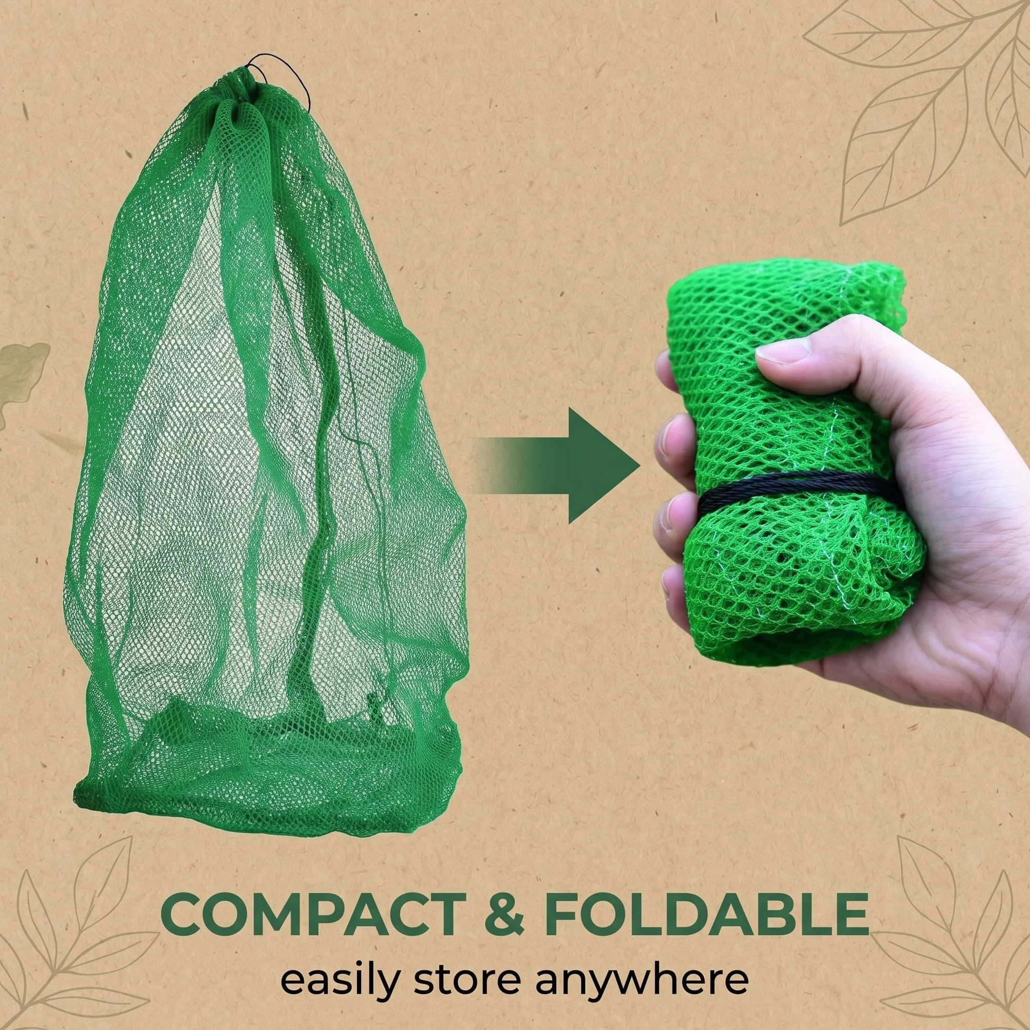 Bourriche Peche 80x50cm, Sac Soluble Peche Carpe, Filet Peche en Nylon Vert Renforcé, Sac de Conservation Poisson Pliable et Séchage Rapide, Nasse à Poisson Multifonctionnelle