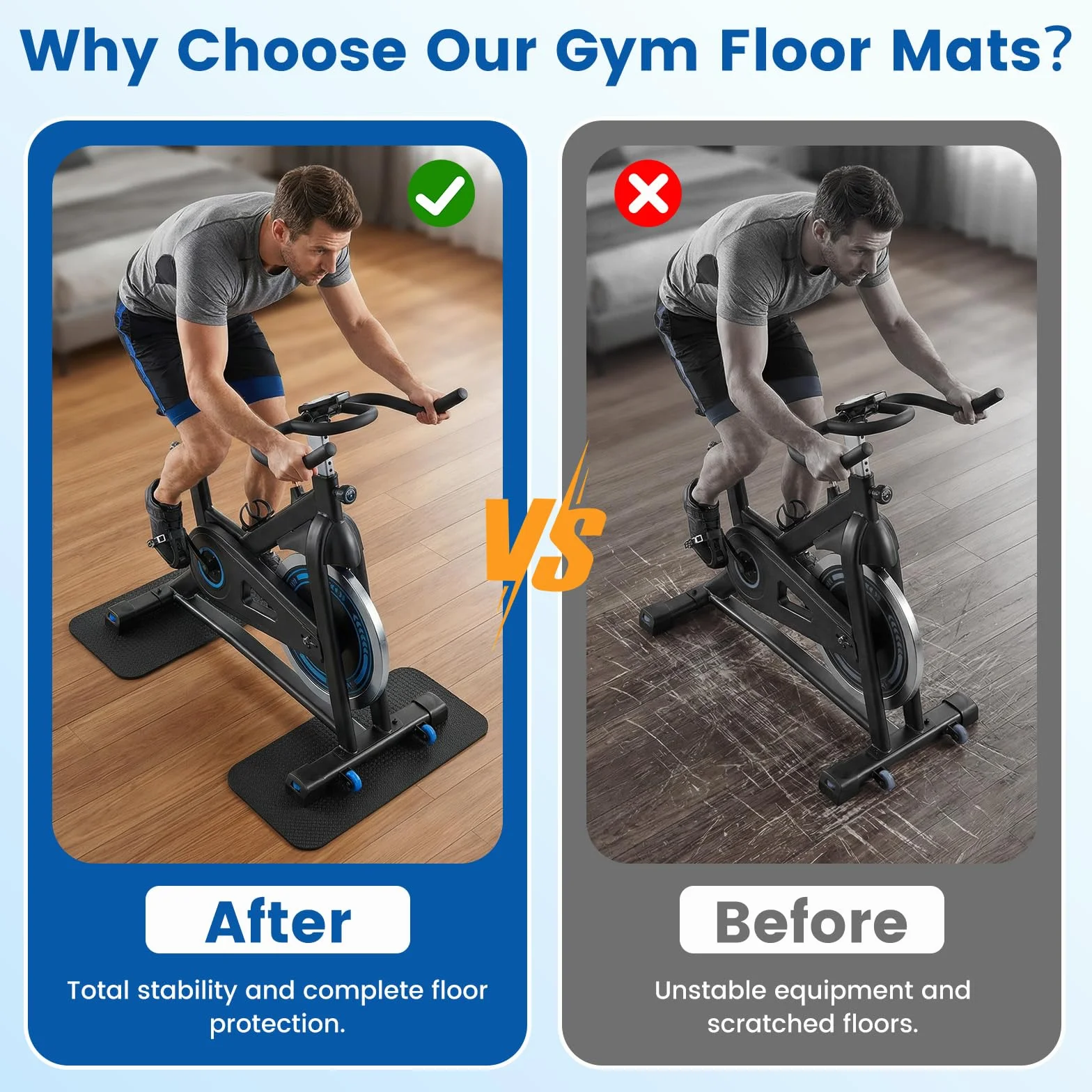 Tapis Fitness Protection Sol Double Face Silicone Anti Bruit Vibration 30x63.5 Cm Lot De 2