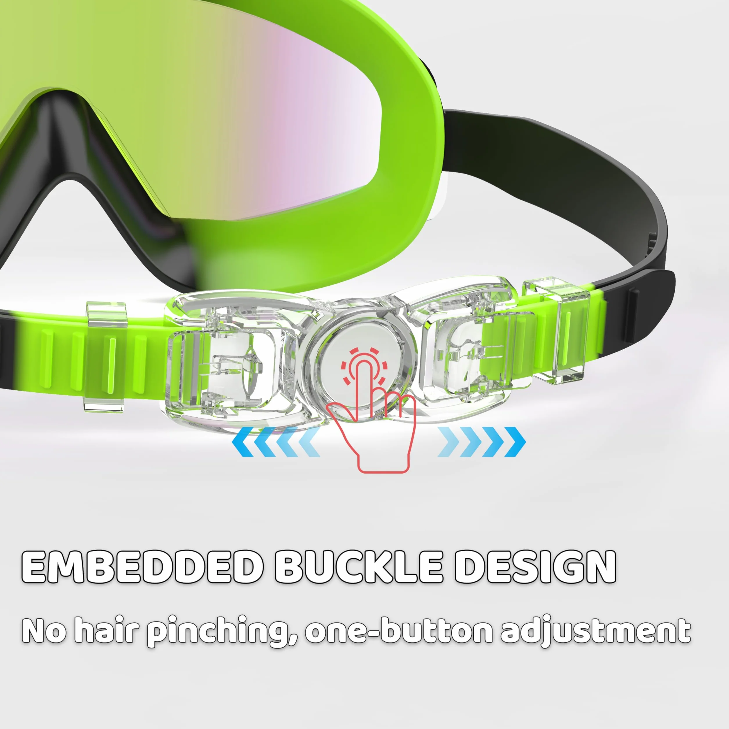 Lunettes de Natation Enfant Anti-Buée UV Vision Large Réglage 1 Bouton 3-12 Ans