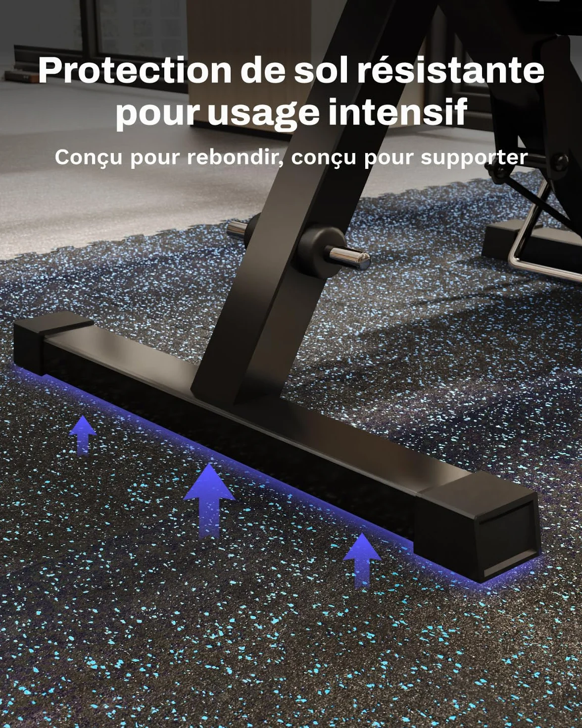 Tapis de Fitness AIRHOP 60x60x1,4 cm Caoutchouc Robuste Sol Puzzle Salle de Sport Noir&Ble